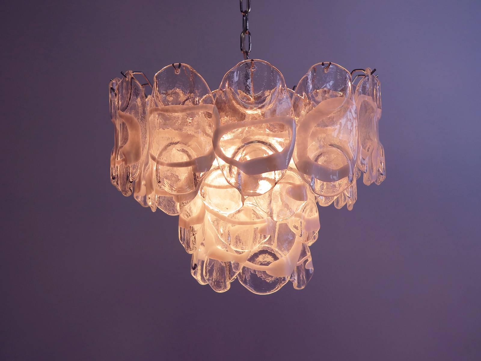 Vintage Italian Murano Chandelier Lamp in Vistosi Style, 36 Glasses For Sale 6