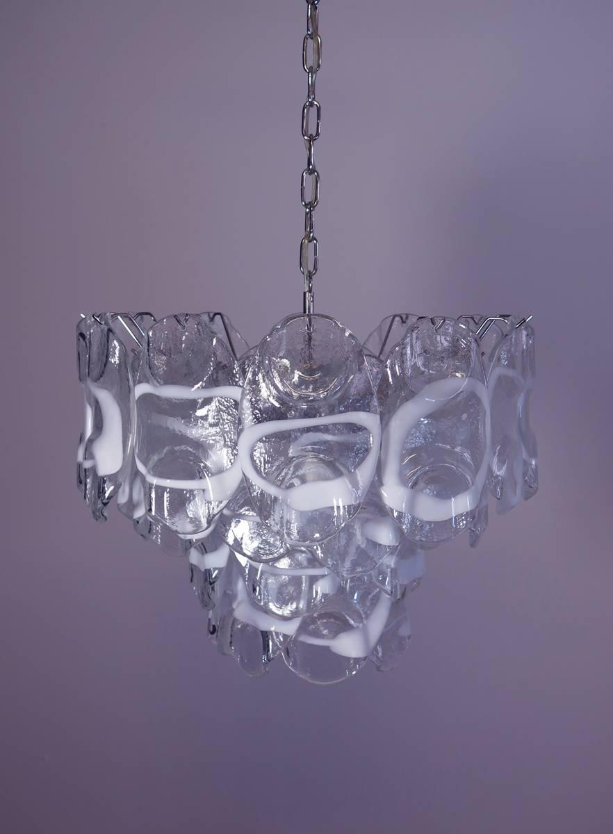 Late 20th Century Vintage Italian Murano Chandelier Lamp in Vistosi Style, 36 Glasses For Sale