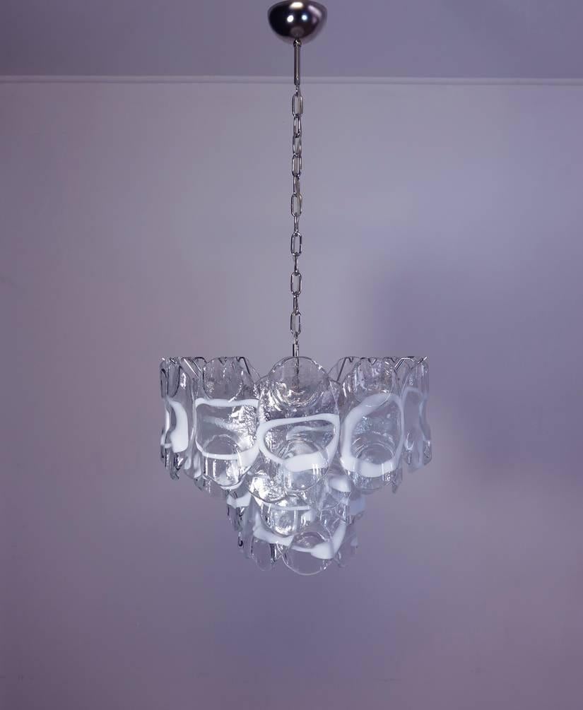 Italienische Murano-Kronleuchterlampe im Vistosi-Stil, 36 Gläser (Geblasenes Glas) im Angebot