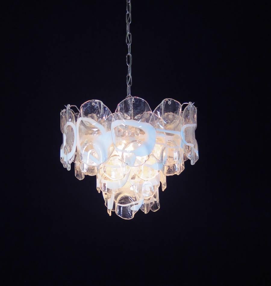 Italienische Murano-Kronleuchterlampe im Vistosi-Stil, 36 Gläser im Angebot 2