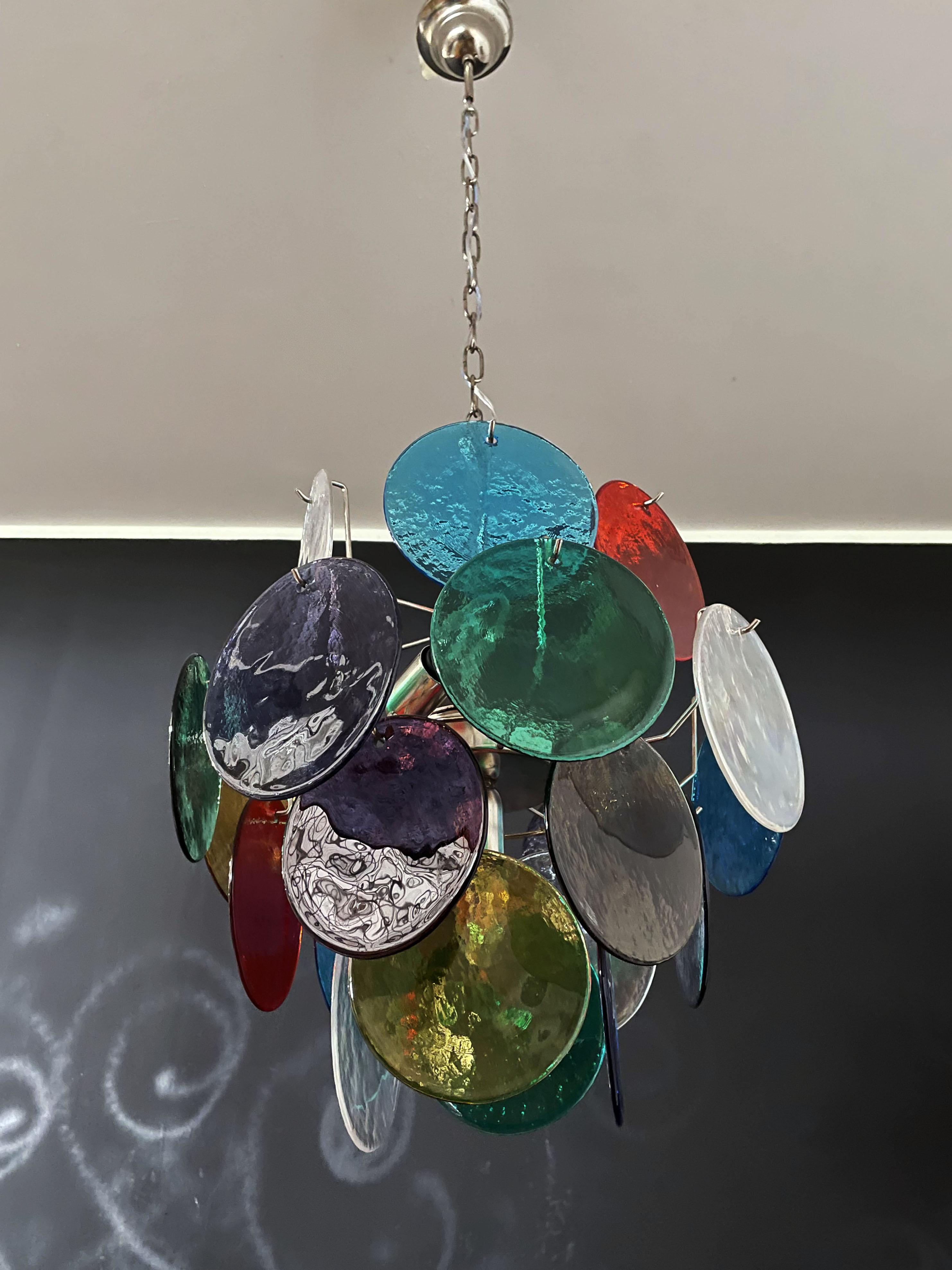 Vintage Italian Murano chandelier lamp in	Vistosi style - 24 disks For Sale 7