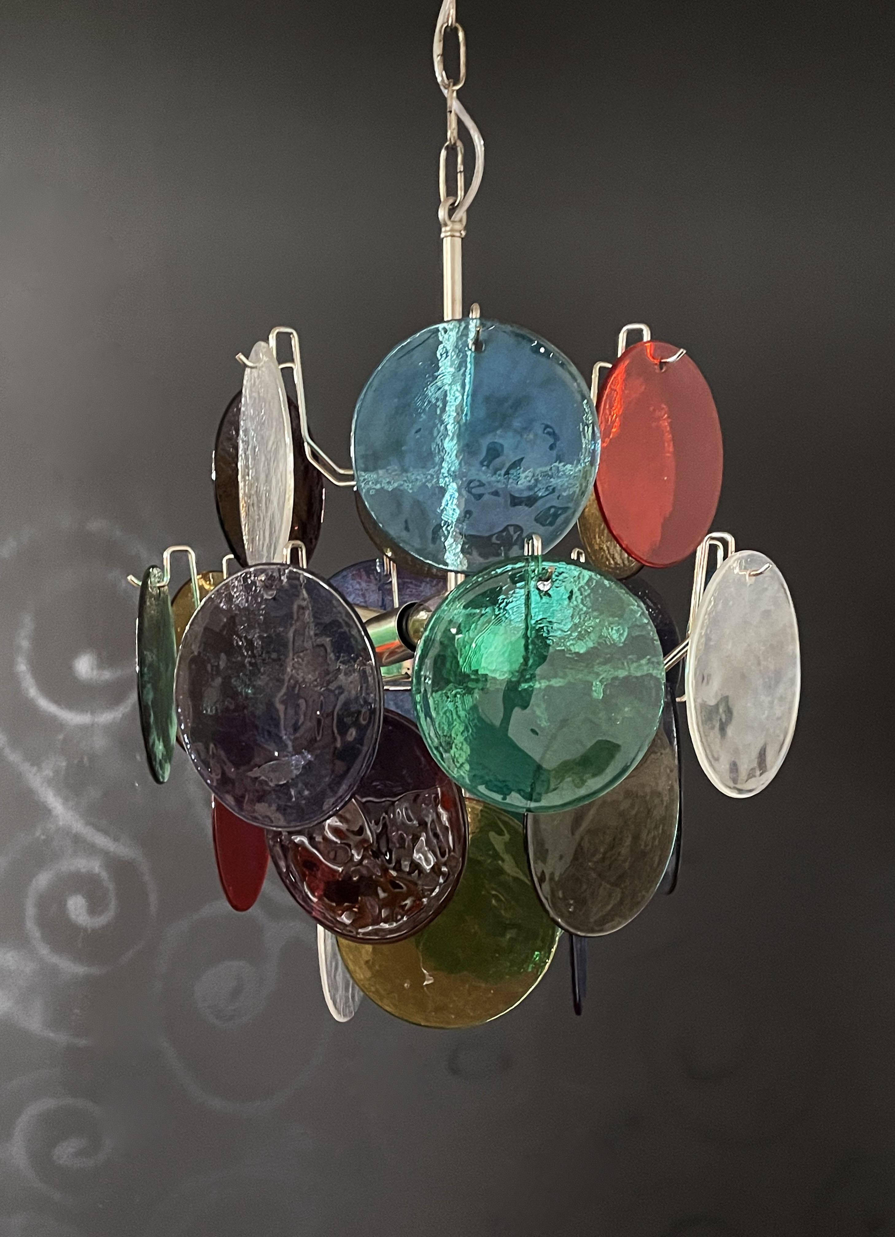 Vintage Italian Murano chandelier lamp in	Vistosi style - 24 disks For Sale 9