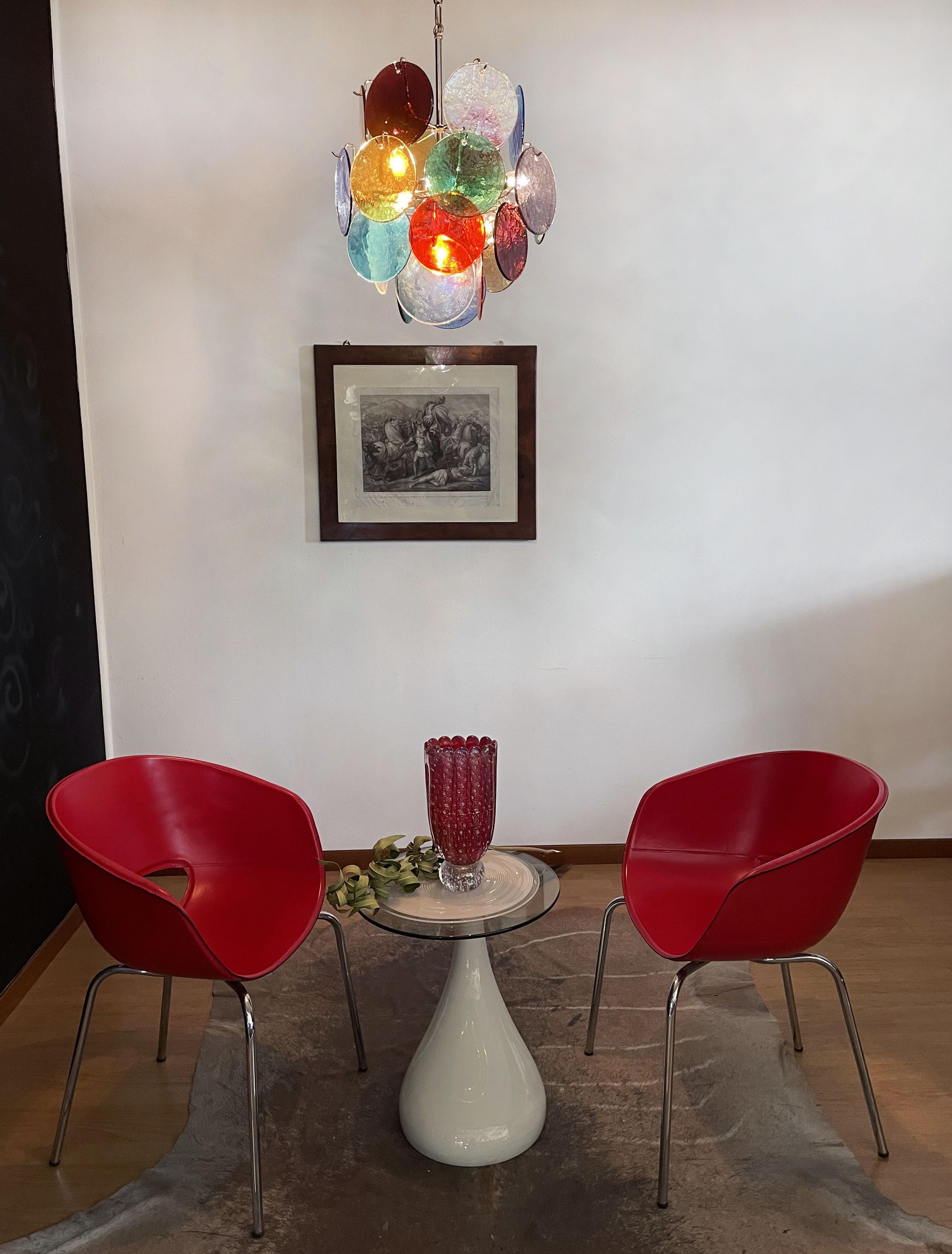Italienische Murano-Kronleuchterlampe im Vintage-Stil in	Vistosi-Stil – 24 Scheiben (Glaskunst) im Angebot