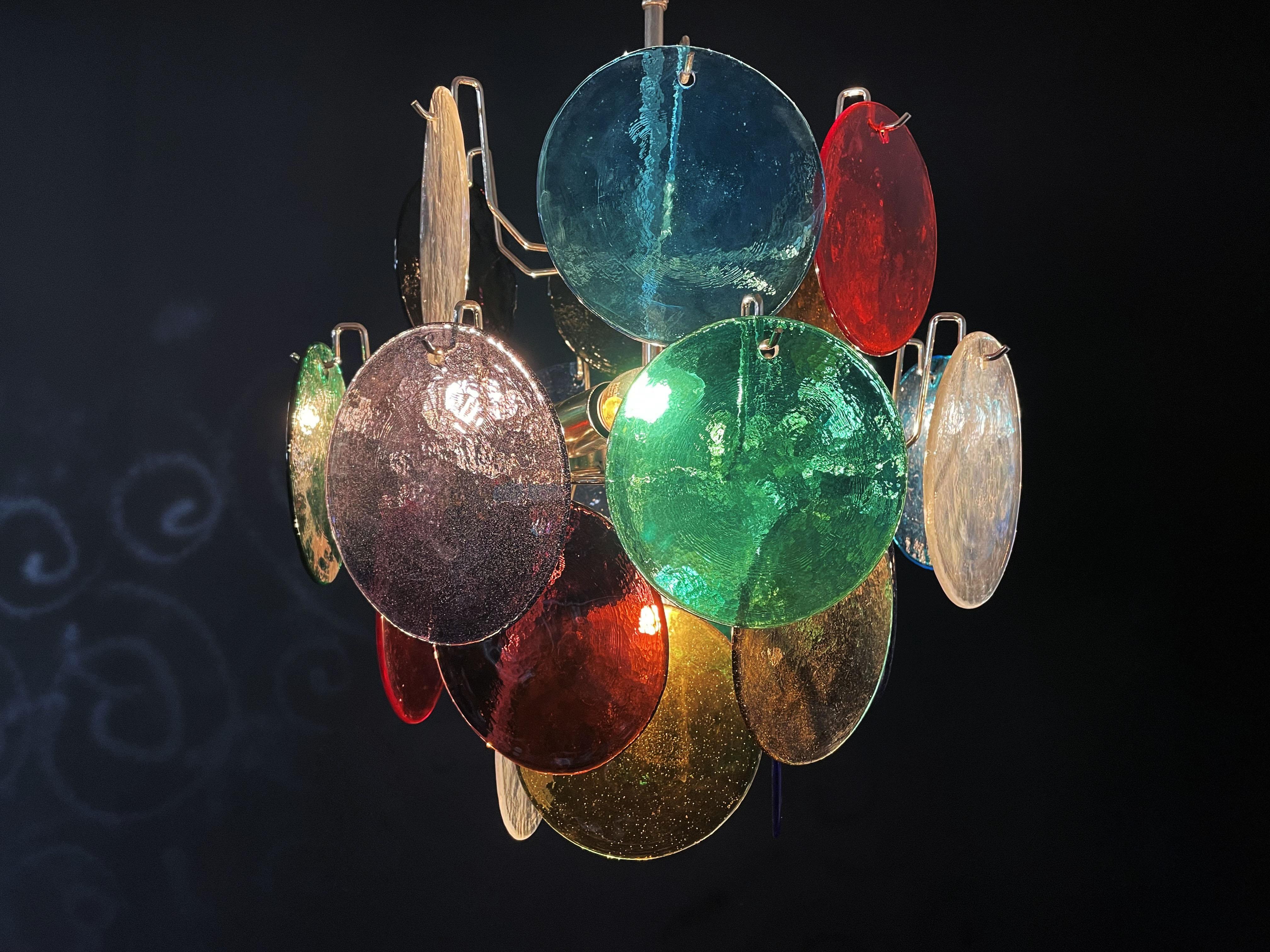 Vintage Italian Murano chandelier lamp in	Vistosi style - 24 disks For Sale 2