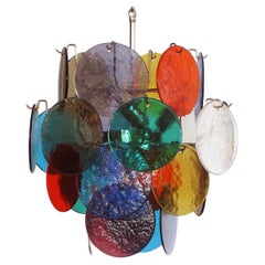 Lámpara de araña vintage italiana de Murano en	Estilo Vistosi - 24 discos