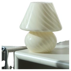 Vintage Italian Murano Creme Yellow Swirl Baby Mushroom Table Lamp