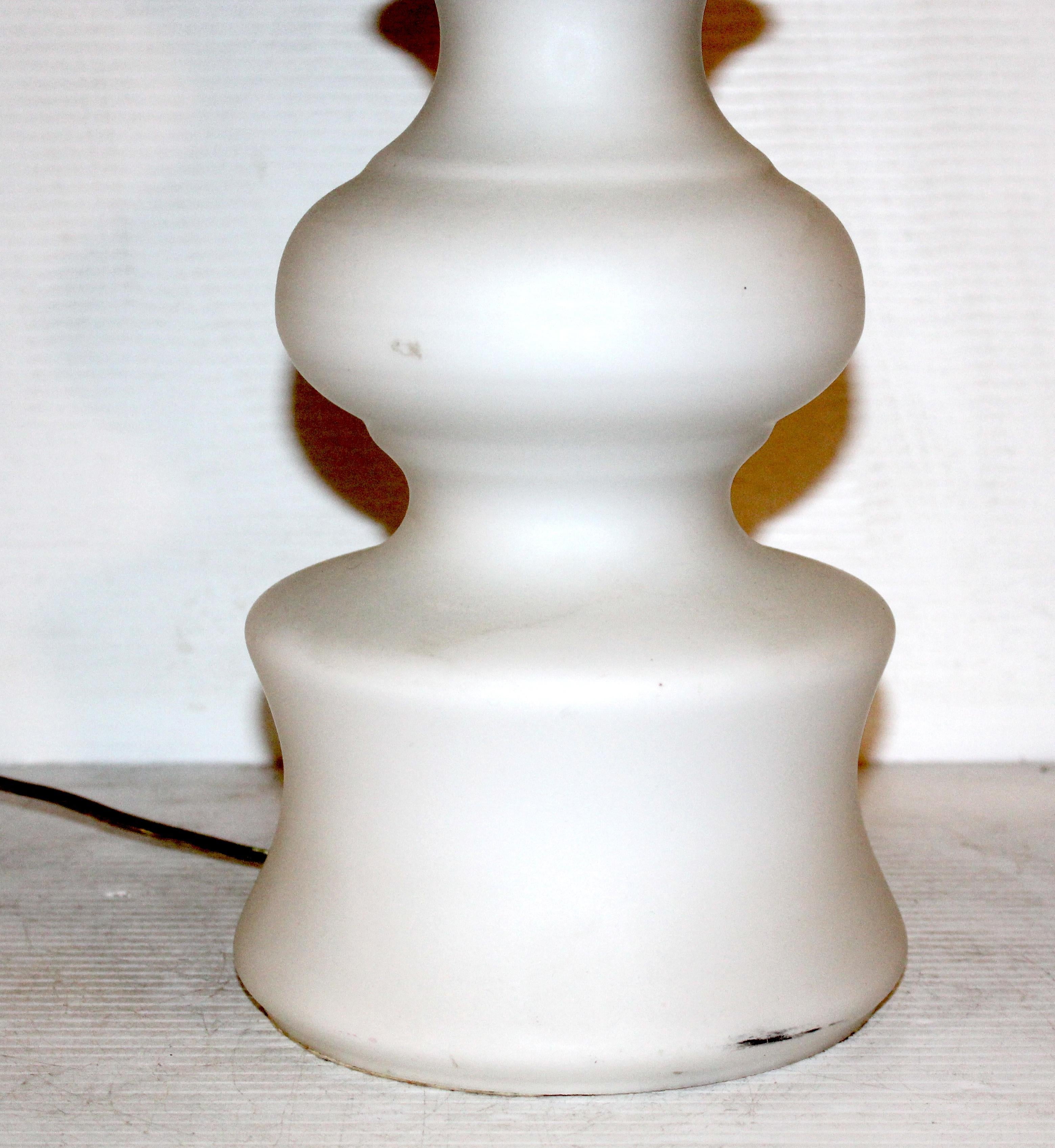 Elegant and luminous, this vintage Murano glass lamp showcases the exceptional craftsmanship of Italian glassmakers. Featuring richly colored hand-blown glass with subtle swirl or bubble detailing (optional depending on style), it rests on a