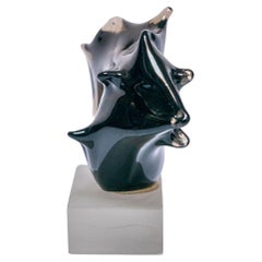 Vintage Italian Murano glass abstract sculpture in Black - Modern Art Decorative