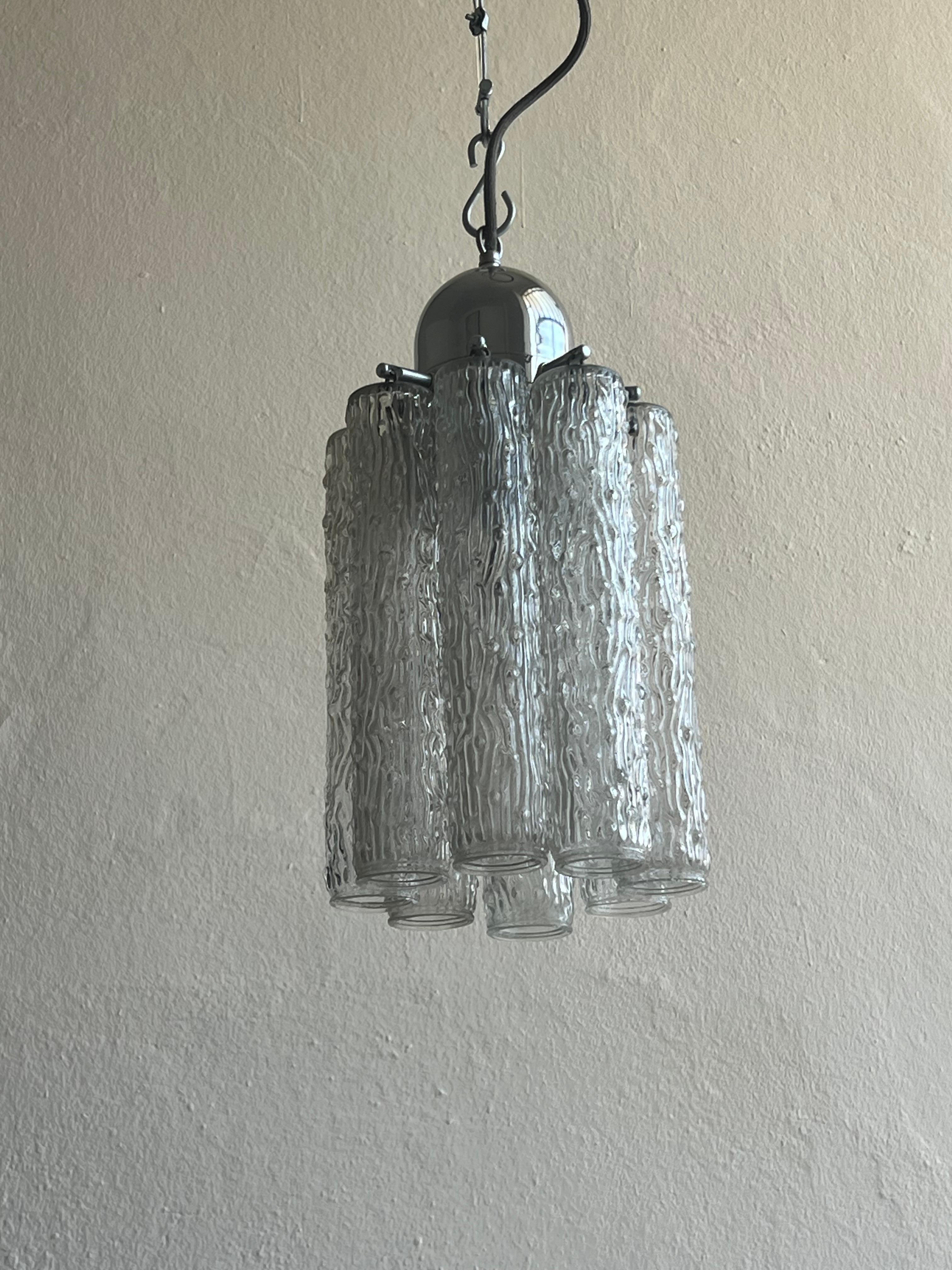 Italiano Lampadario a sospensione d'epoca in vetro di Murano di Toni Zuccheri anni '60 in vendita