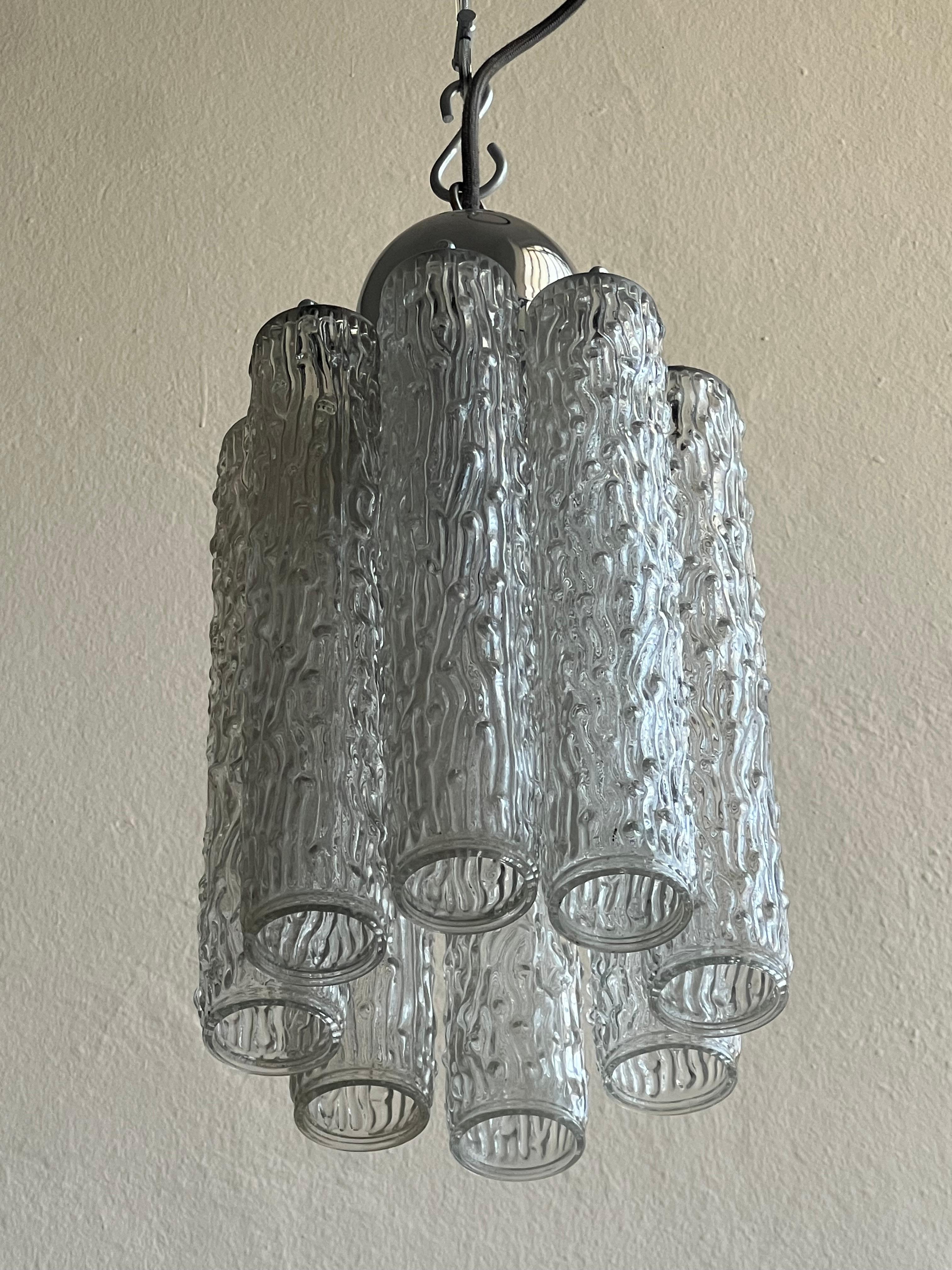 Lampadario a sospensione d'epoca in vetro di Murano di Toni Zuccheri anni '60 In condizioni buone in vendita a Milano, IT