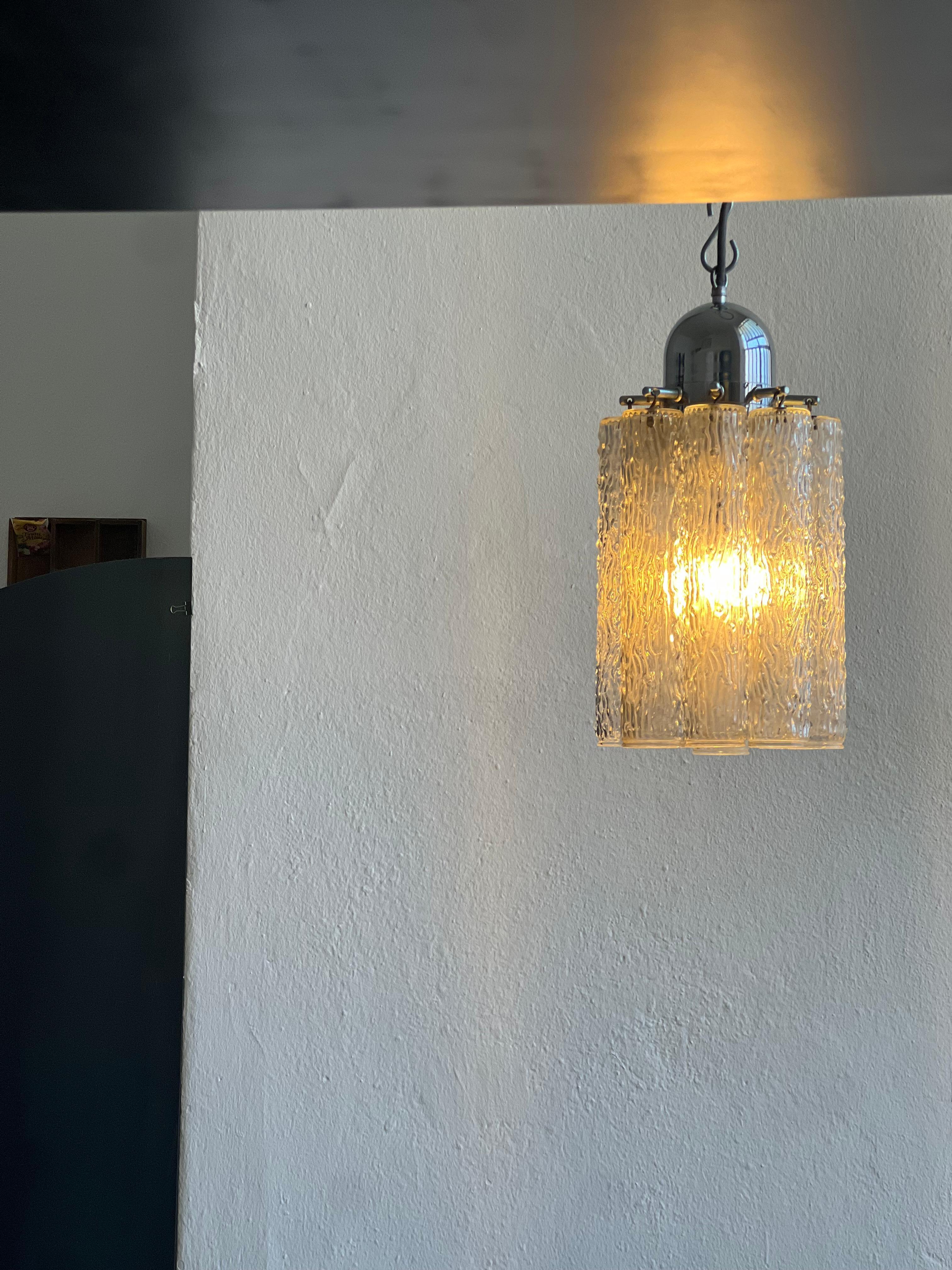 Metallo Lampadario a sospensione d'epoca in vetro di Murano di Toni Zuccheri anni '60 in vendita