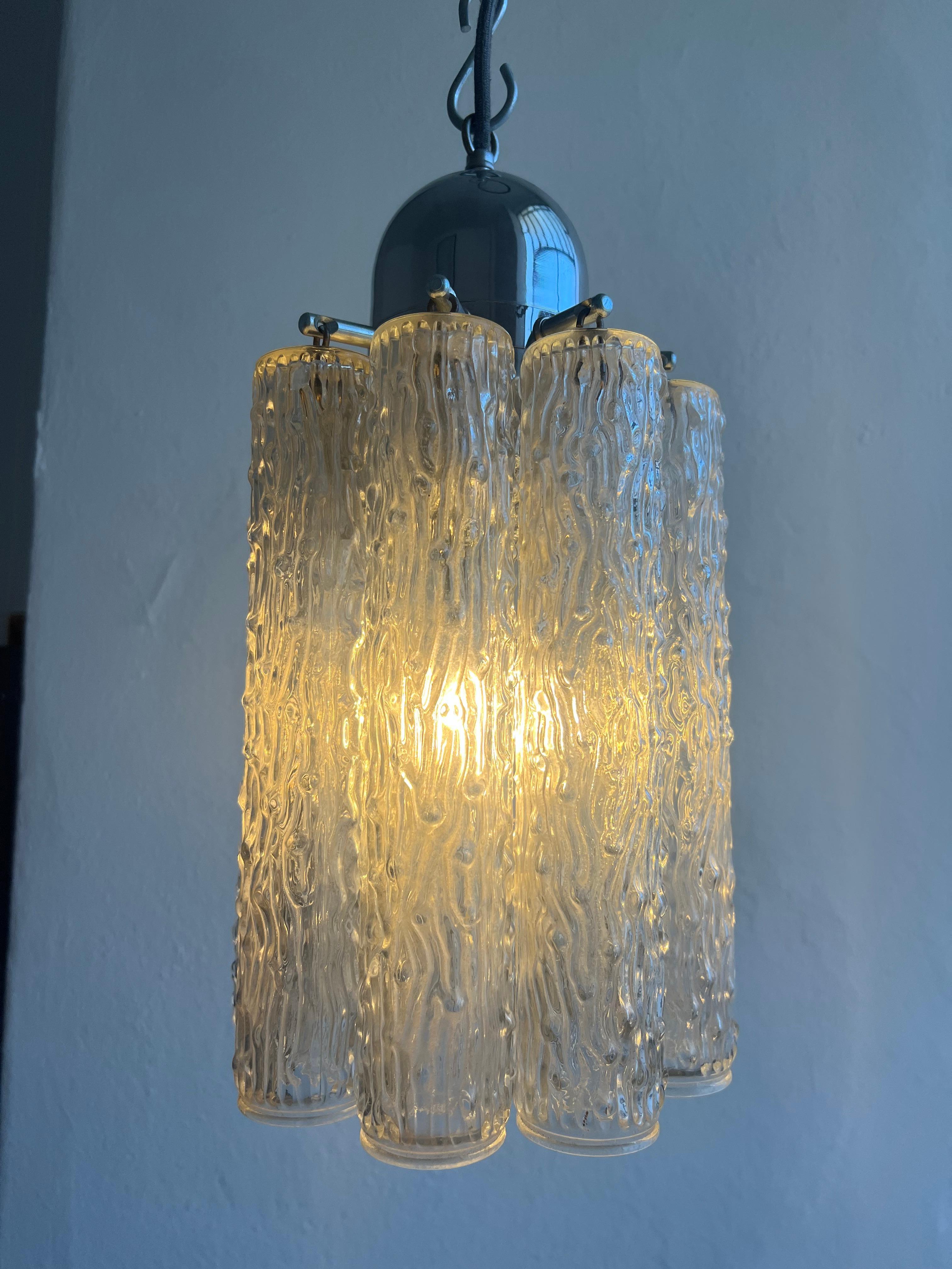 Lampadario a sospensione d'epoca in vetro di Murano di Toni Zuccheri anni '60 in vendita 1
