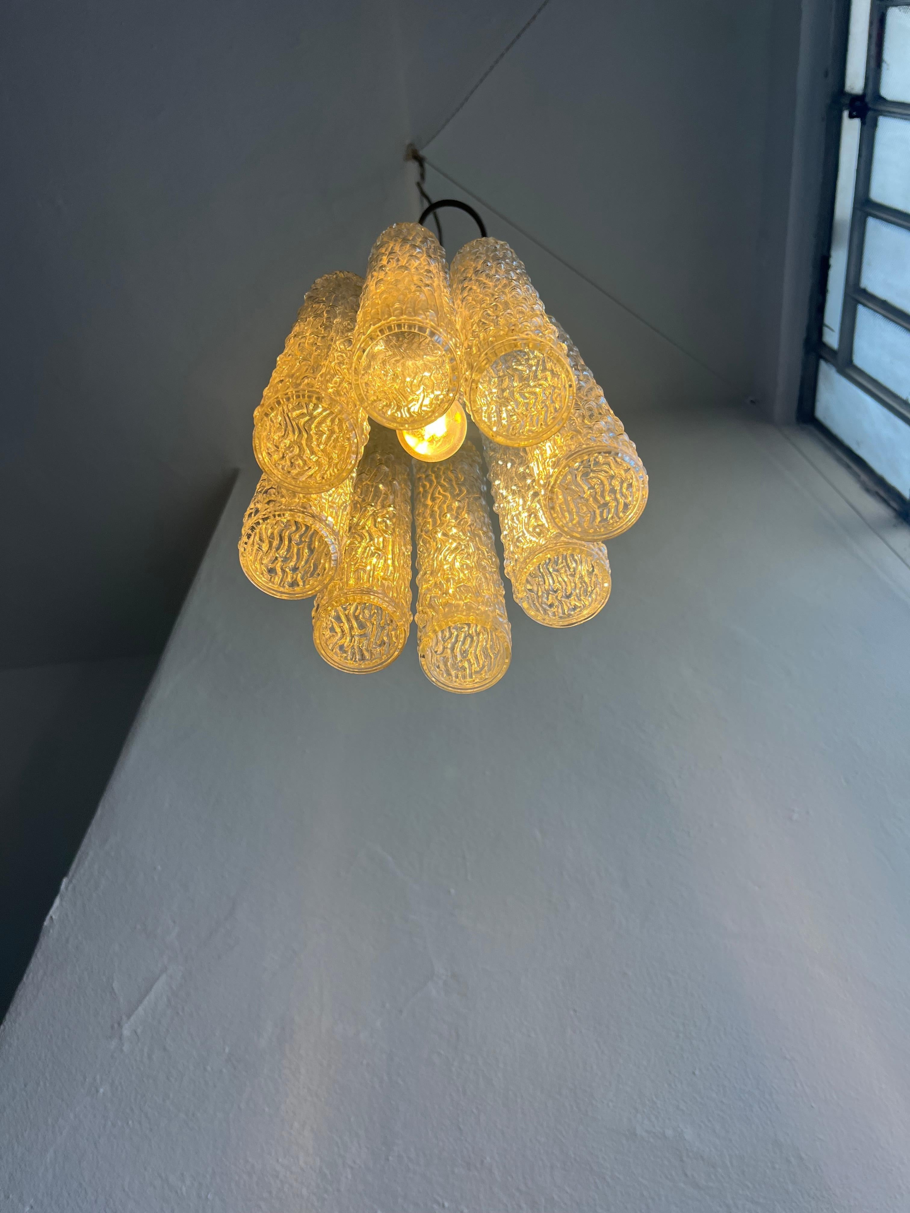 Lampadario a sospensione d'epoca in vetro di Murano di Toni Zuccheri anni '60 in vendita 2