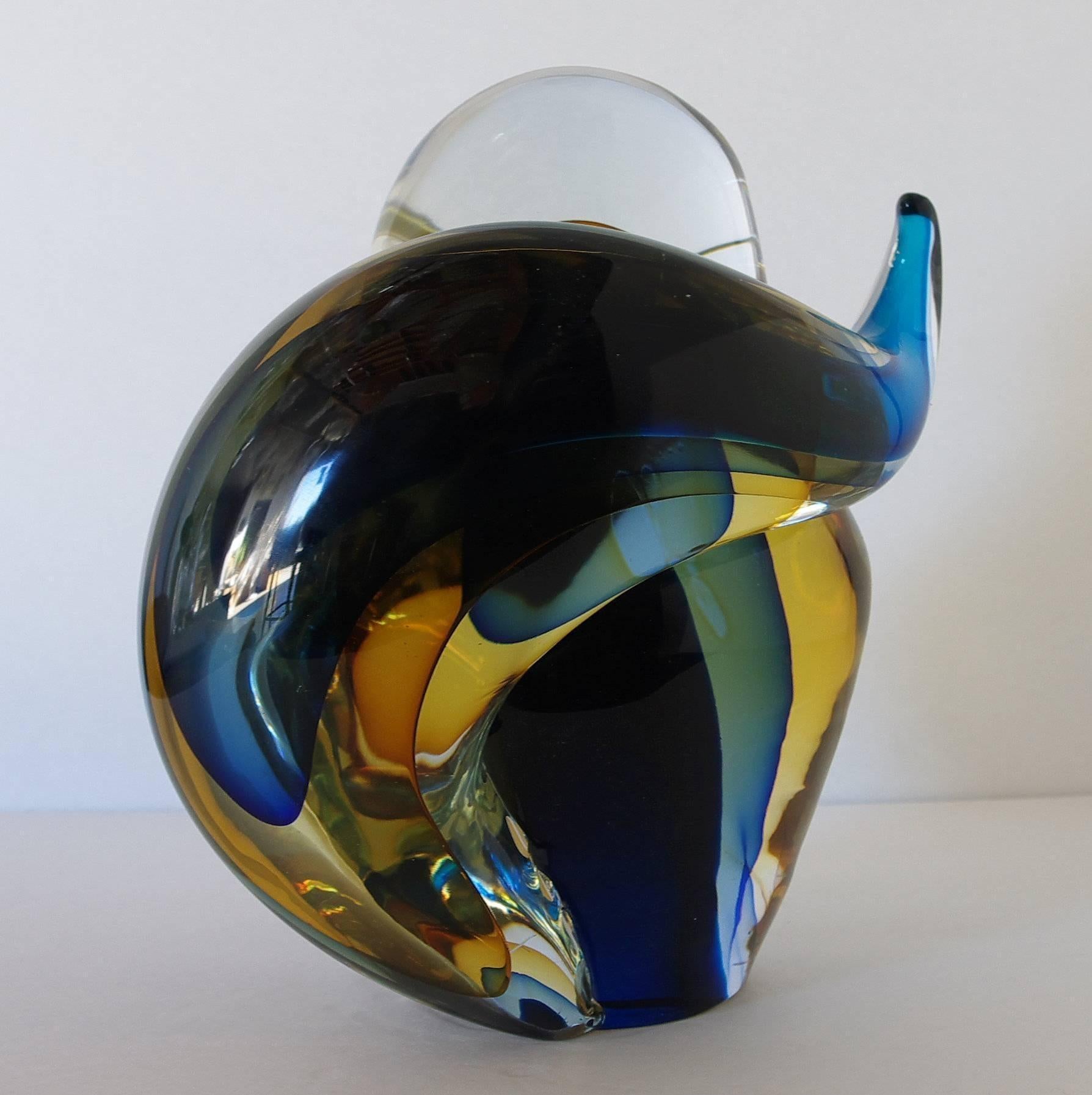 Vintage Italian Glass Katzen-Skulptur aus Murano signiert von Romano Dona Murano im Angebot 1