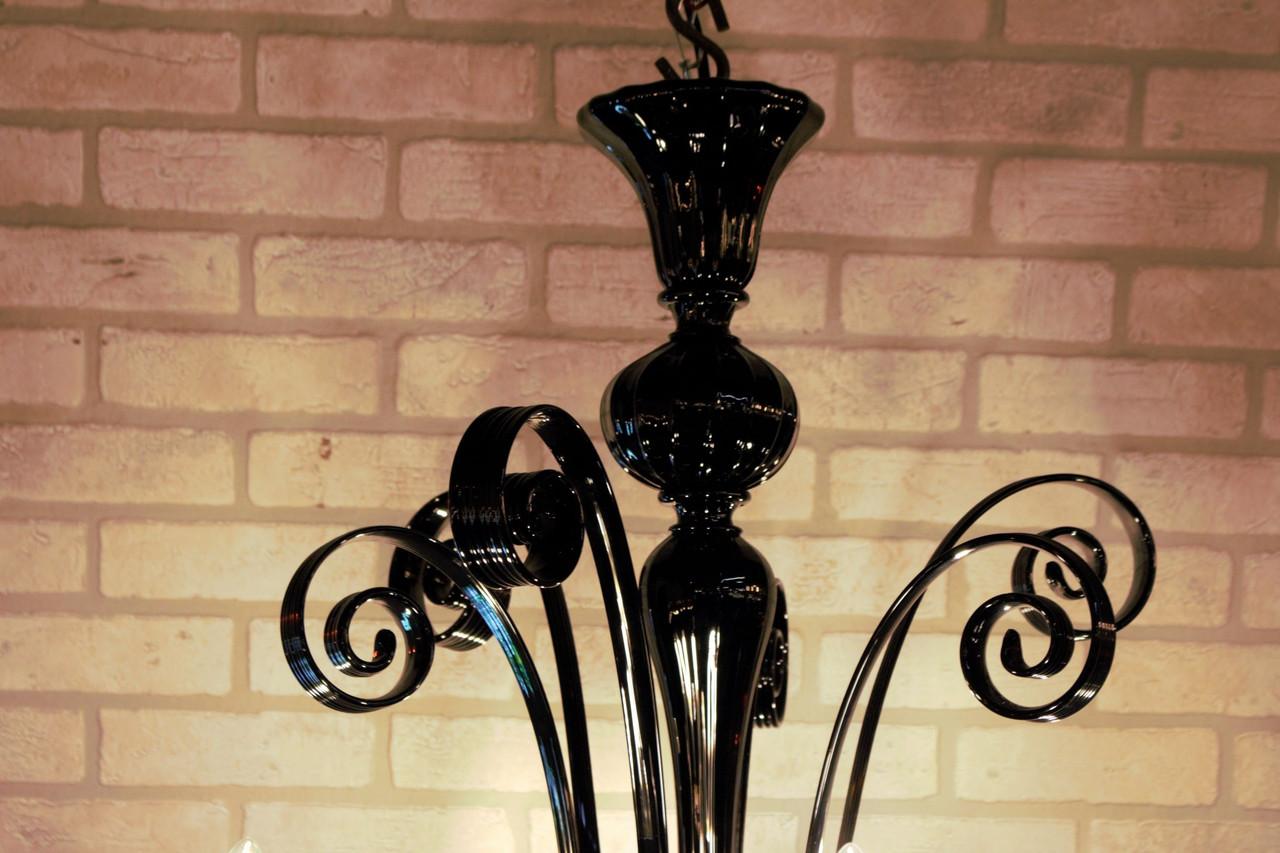Lámpara de cristal de Murano Vintage Italian Glass en negro Moderno en venta