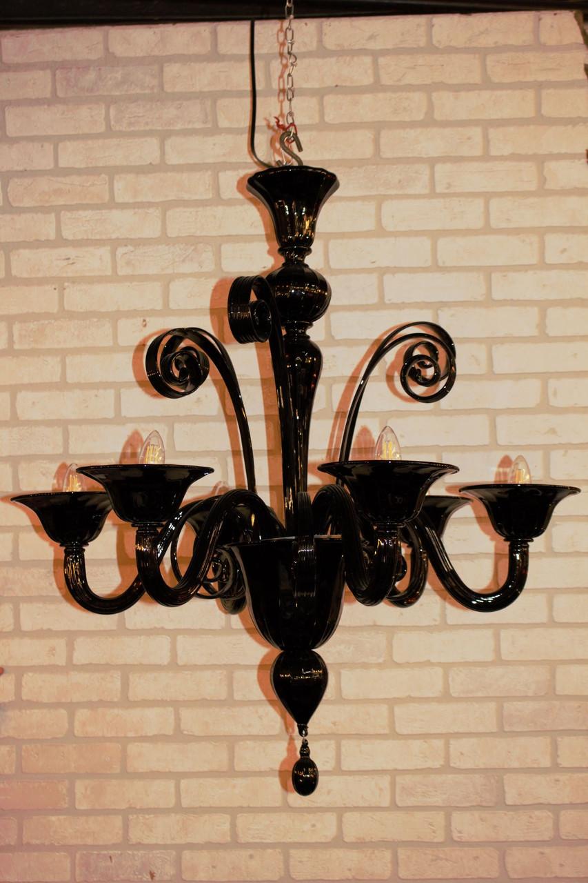 Lámpara de cristal de Murano Vintage Italian Glass en negro Italiano en venta