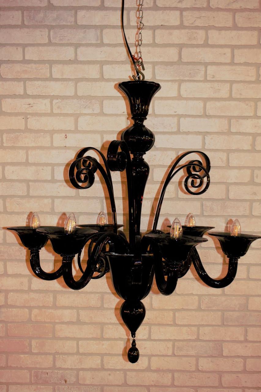 Lámpara de cristal de Murano Vintage Italian Glass en negro en Bueno estado para la venta en Chicago, IL