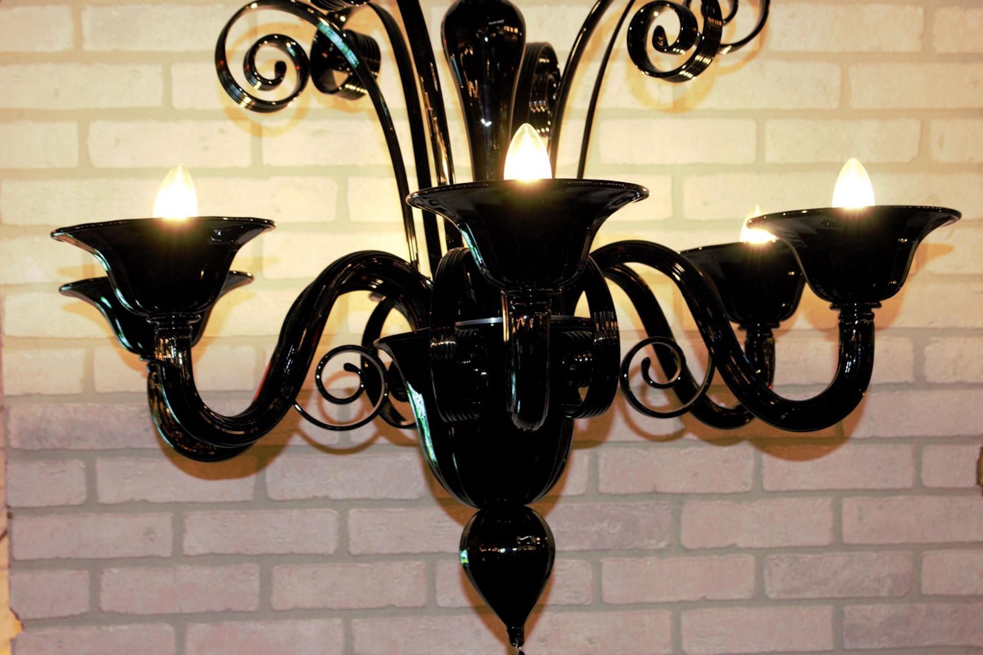 Lámpara de cristal de Murano Vintage Italian Glass en negro Siglo XXI y contemporáneo en venta