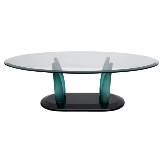 Postmodern Fabio Di Bartolomei Curved Glass Coffee Table 