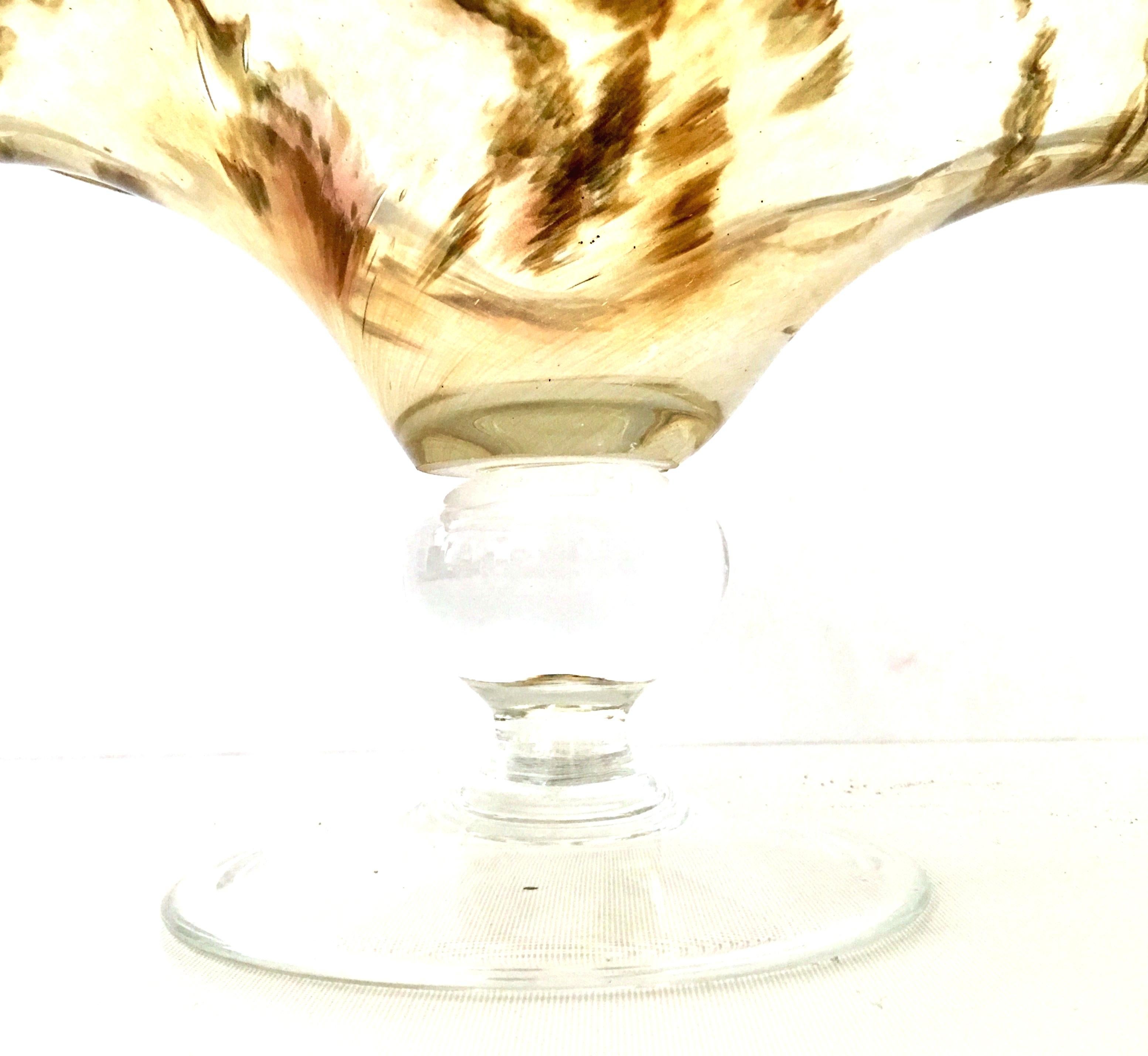 Vintage Italian Murano Glass & Copper Inclusion Footed Center Bowl For Sale 3