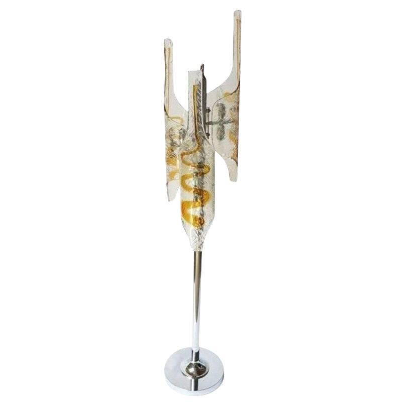 Vintage Italian Murano Glass Floor Lamp Designed by Mazzega, 1970's.