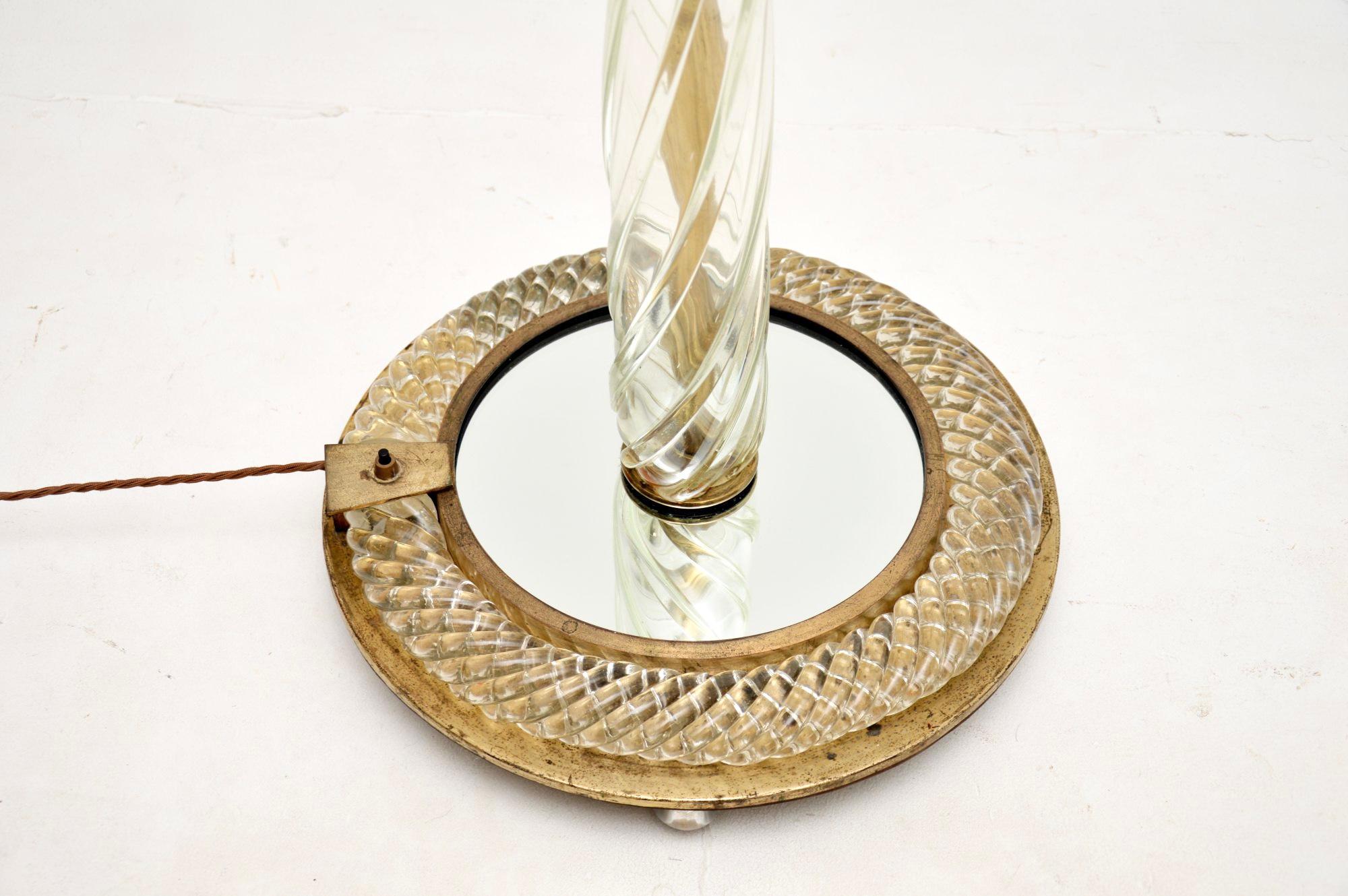 Ottone Lampada da terra Vintage Italian Lamp in vetro di Murano in vendita