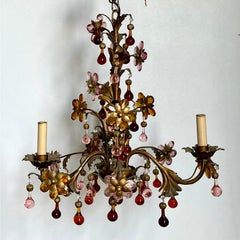 Vintage Italian Murano Glass Floral Chandelier