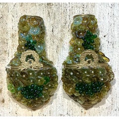 Vintage Italian Murano Glass Flower Sconce - A Pair