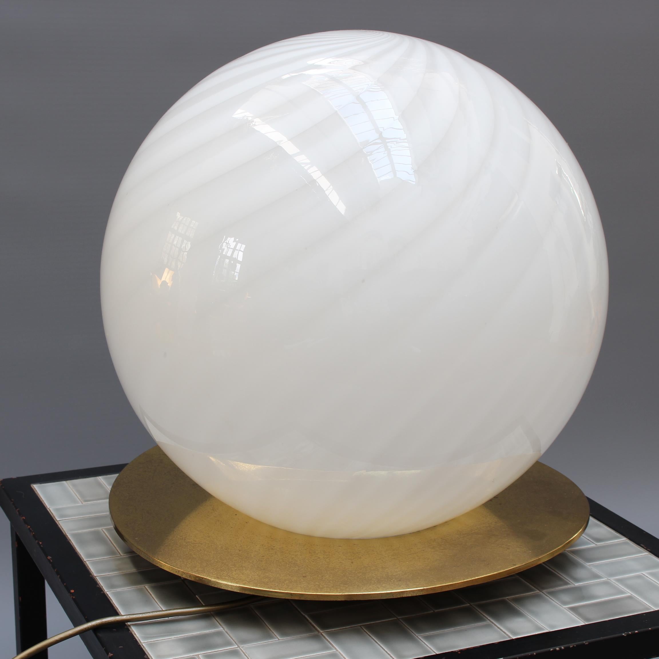 Vintage Italian Murano Glass Globe Table Lamp 'circa 1970s', Large 5