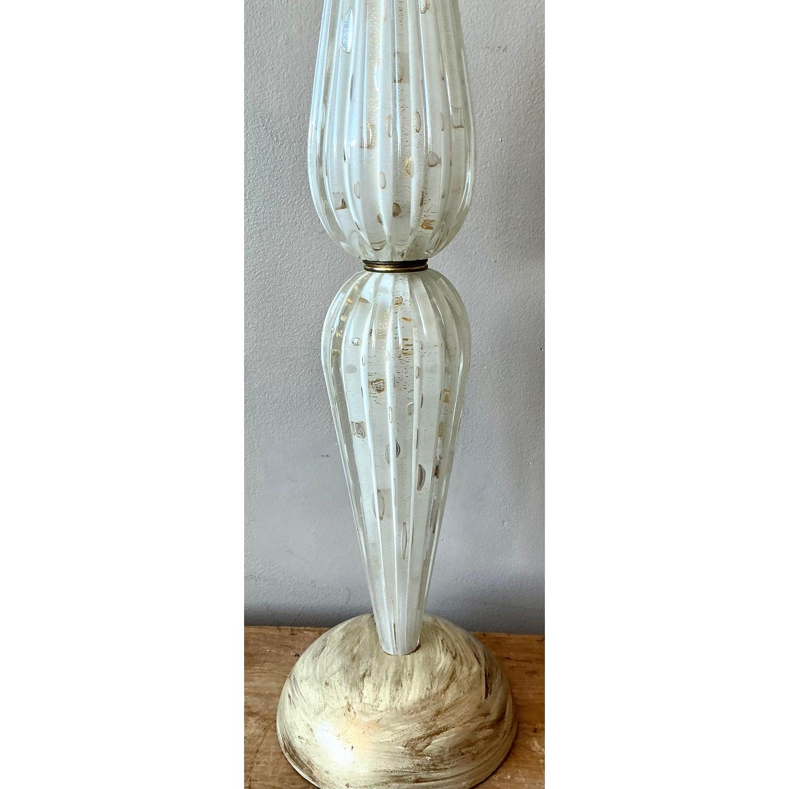 Laiton Lampe italienne vintage en verre de Murano en vente