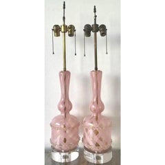 Vintage Italian Murano Glass Lamps - A Pair