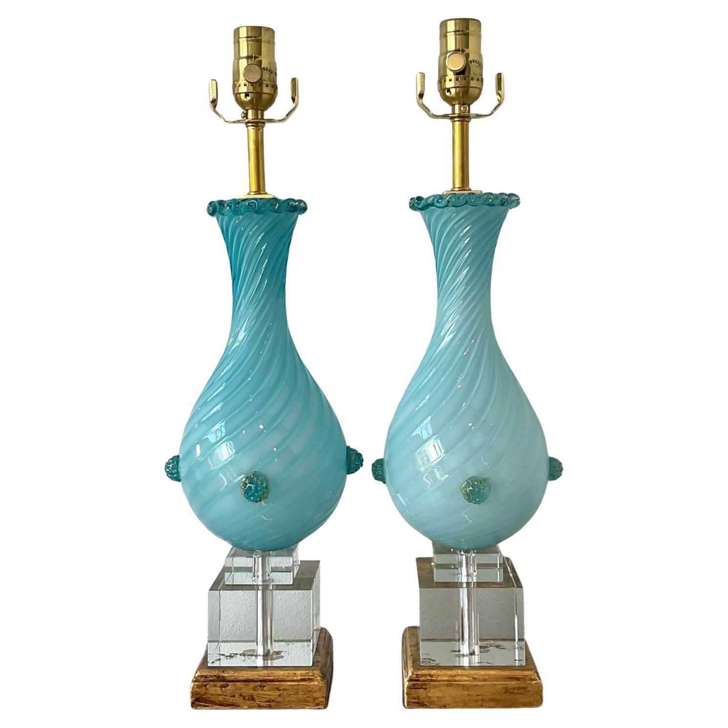 Vintage Italian Glass Lampen - Ein Paar