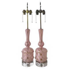 Vintage Italian Murano Glass Lamps - A Pair