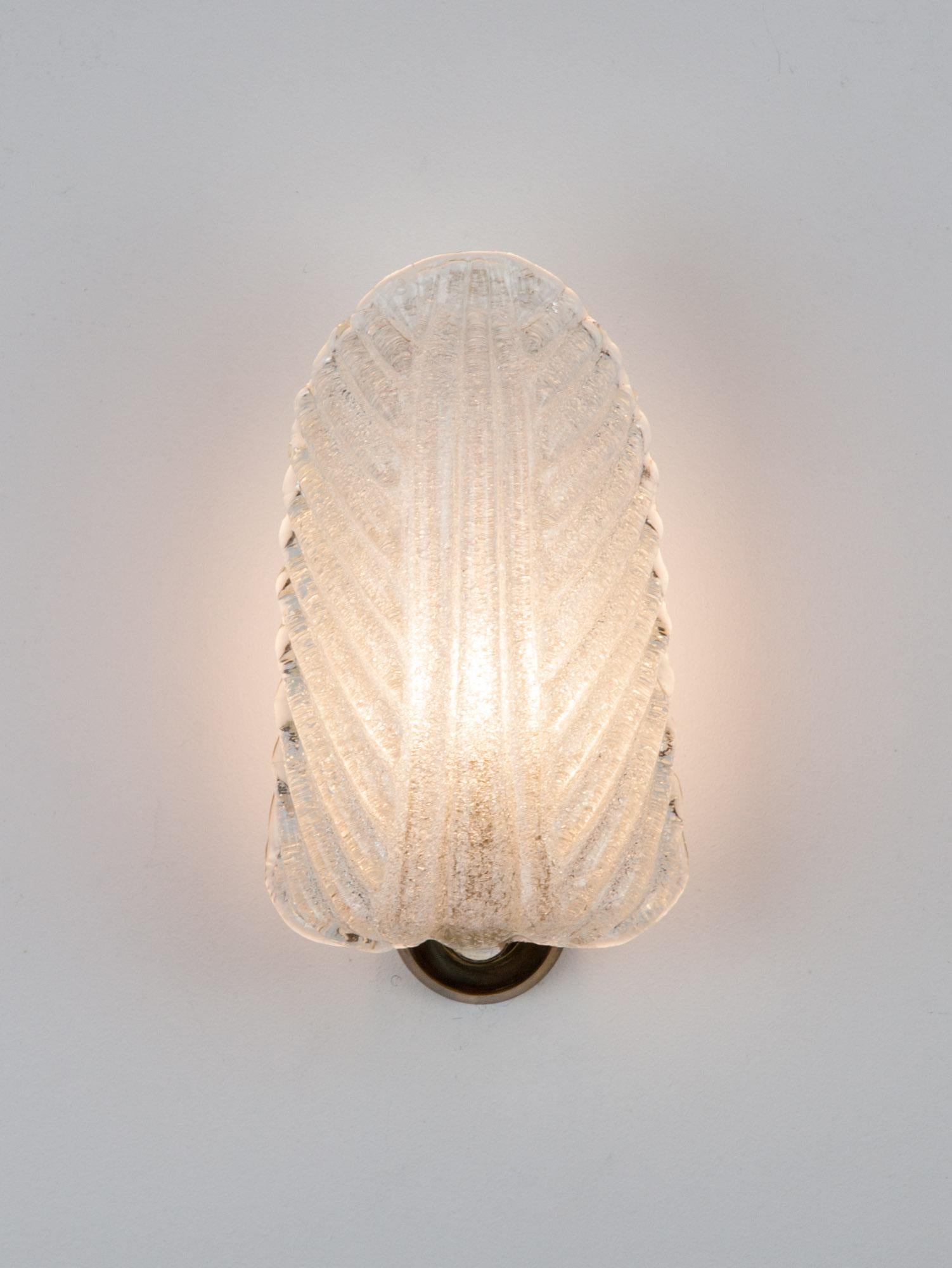 Vintage Italian Murano Glass Leaf Wall Light, Sconce, 1980s For Sale 4
