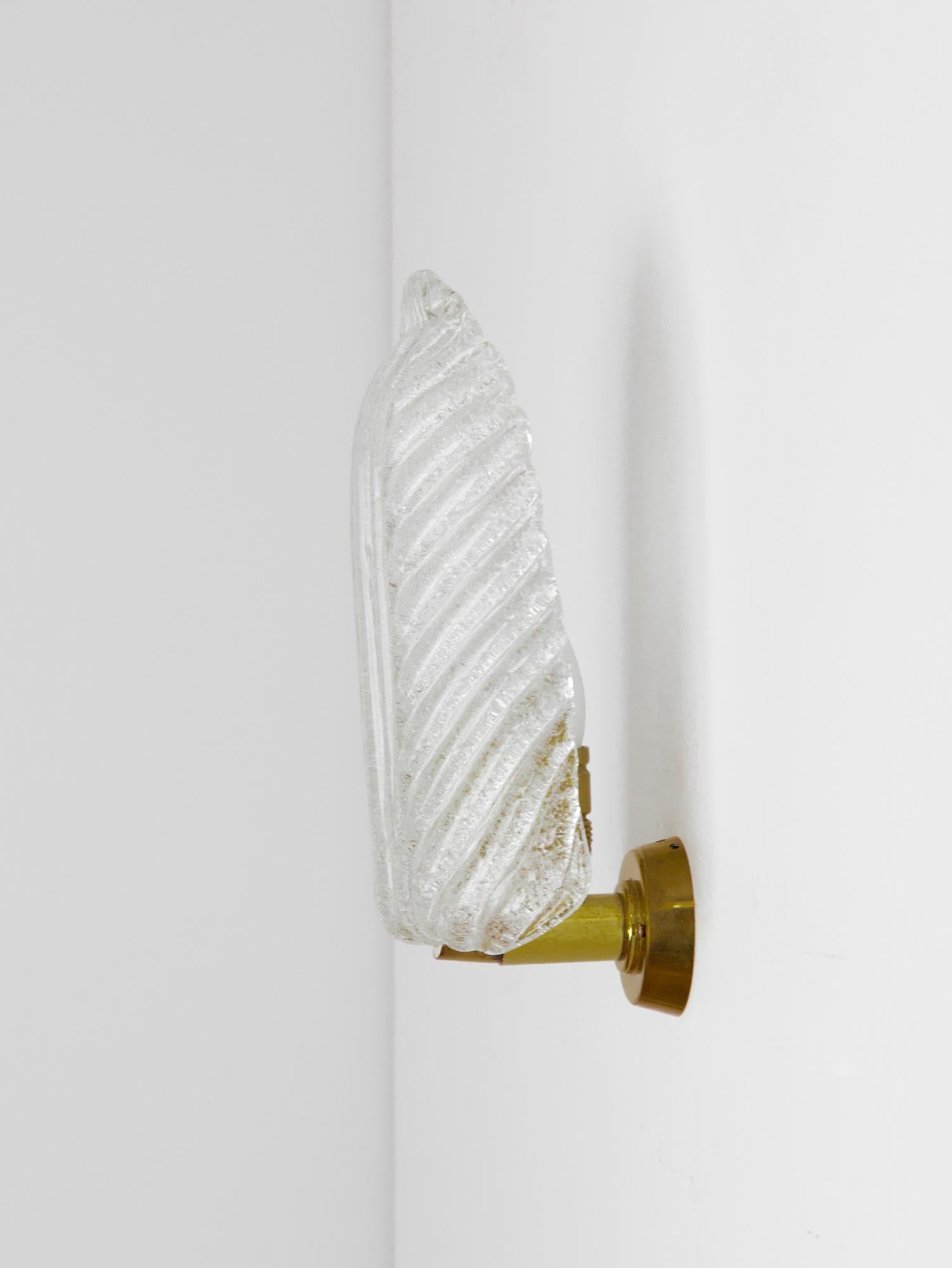 Mid-Century Modern Vintage Italian Murano Glass Leaf Wall Light, Sconce, 1980s For Sale
