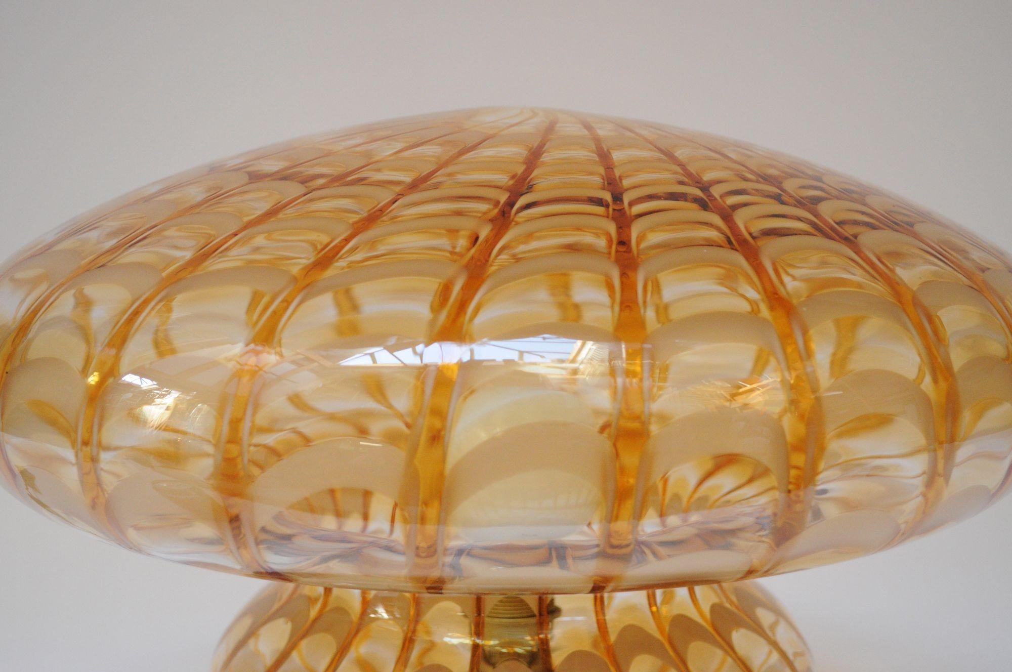 Vintage Italian Murano Glass Mushroom Form Table Lamp on Aluminum Base For Sale 14