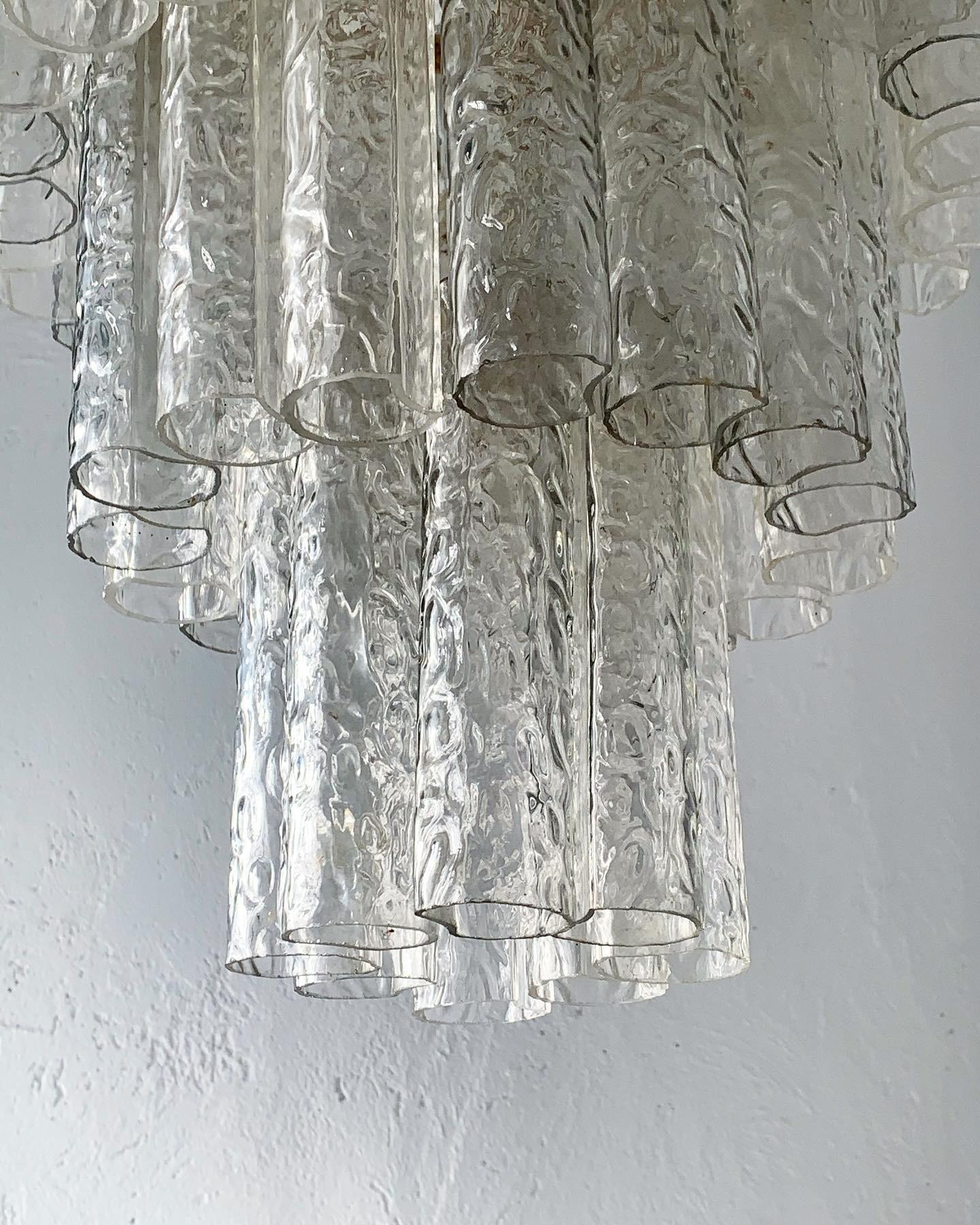 Mid-Century Modern Vintage Italian Murano glass pendant chandelier, in the style of Toni Zuccheri  For Sale