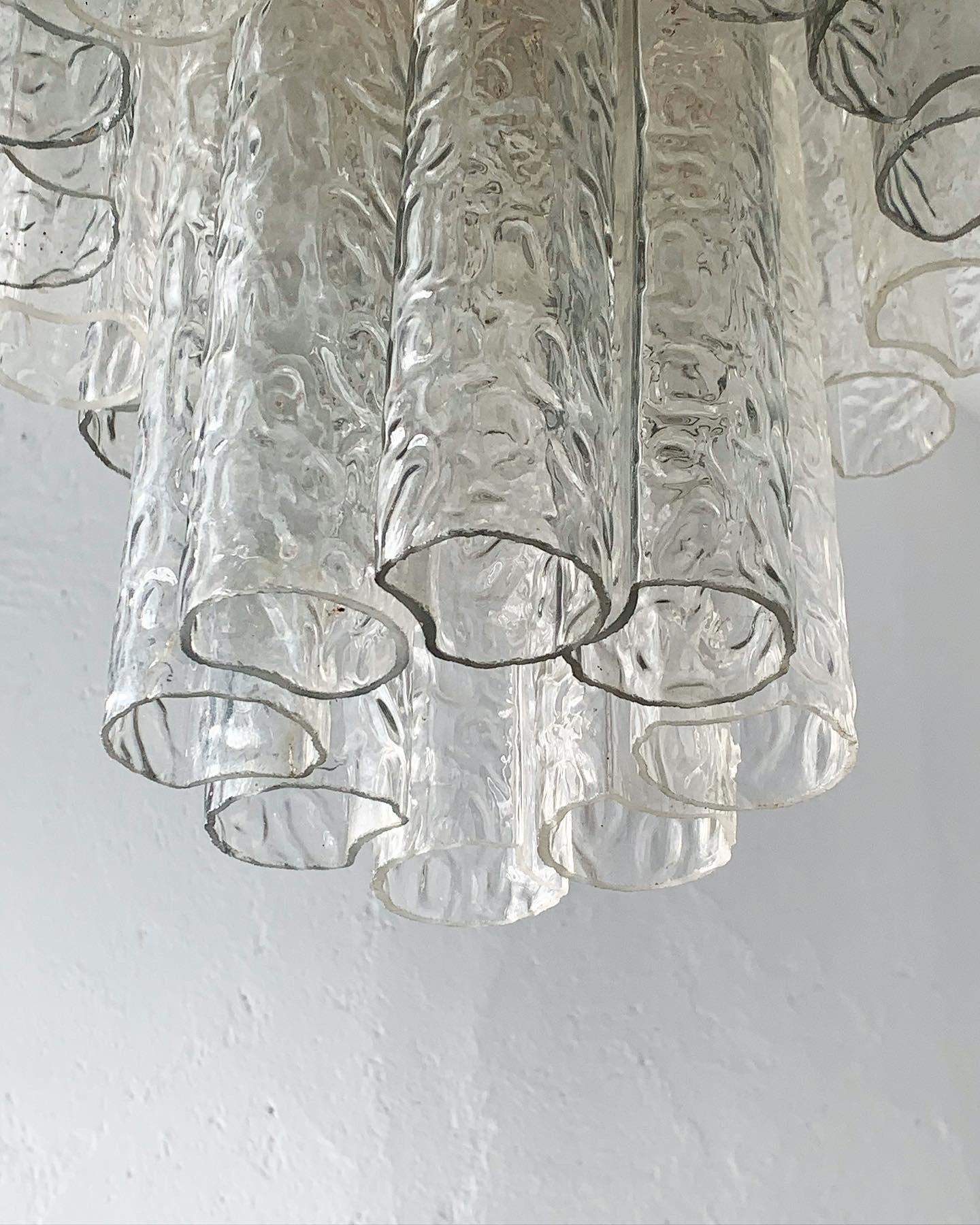 Mid-20th Century Vintage Italian Murano glass pendant chandelier, in the style of Toni Zuccheri  For Sale
