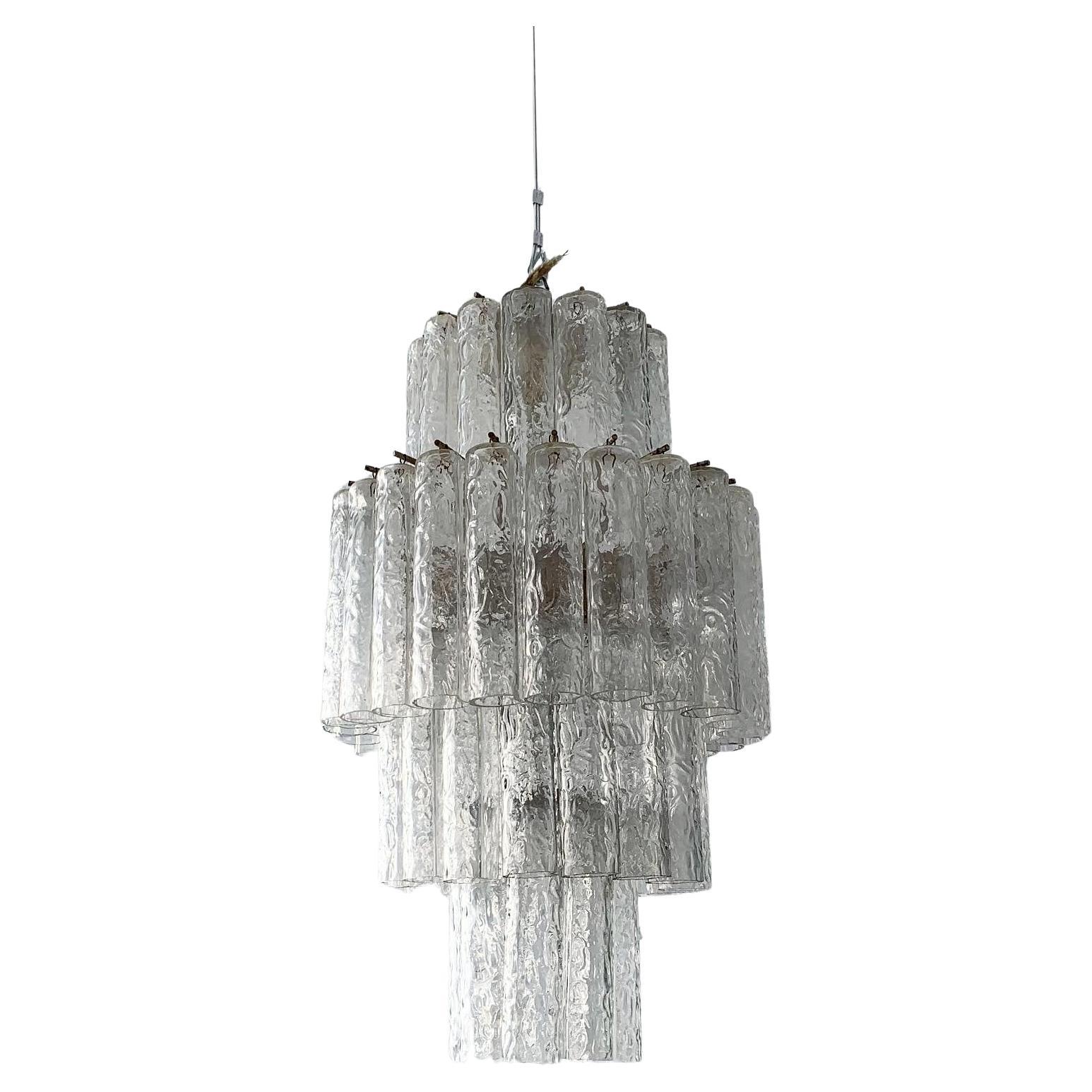 Vintage Italian Murano glass pendant chandelier, in the style of Toni Zuccheri  For Sale