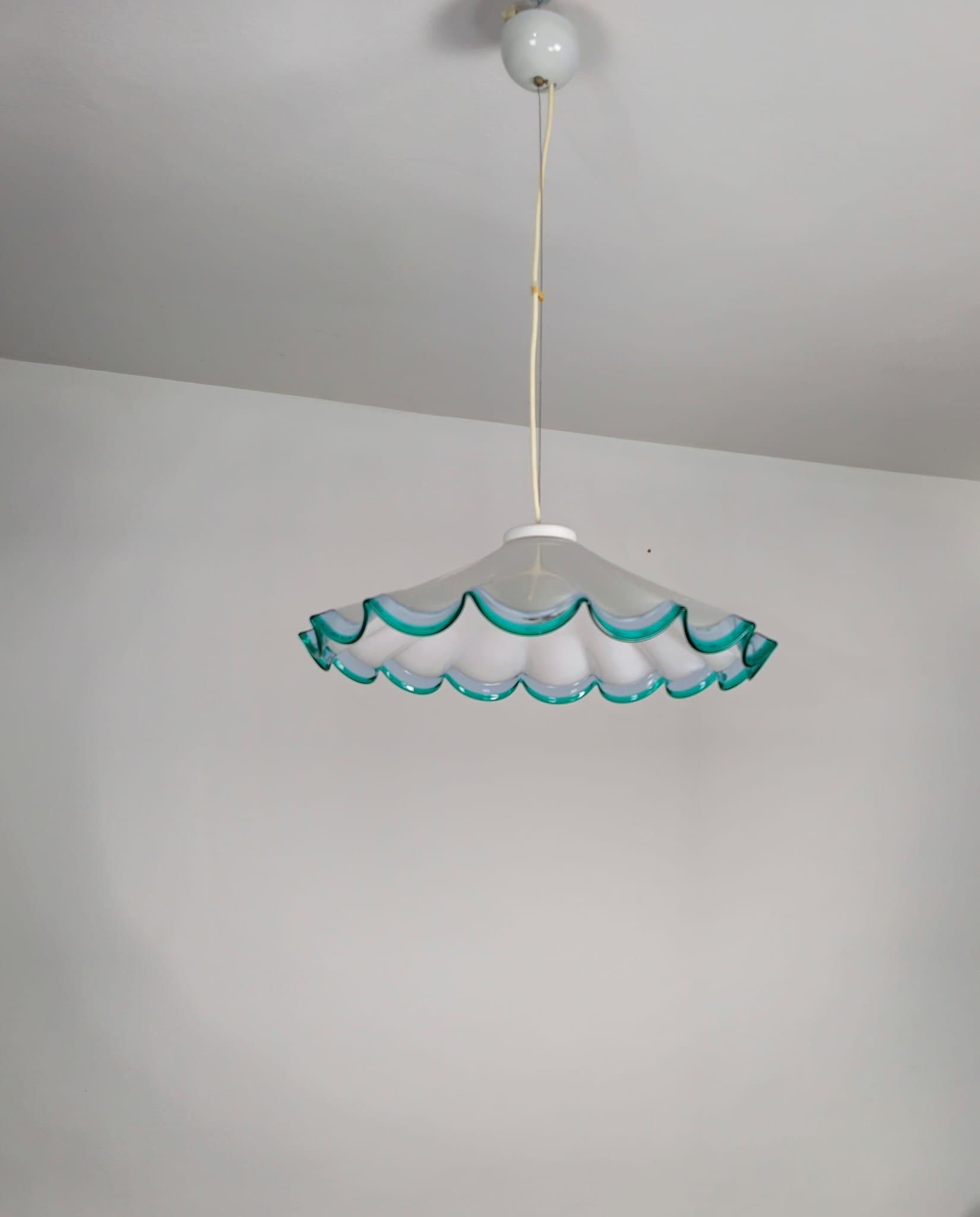 Vintage Italian Murano Glass Pendant Lamp 1980s In Excellent Condition For Sale In Palermo, IT