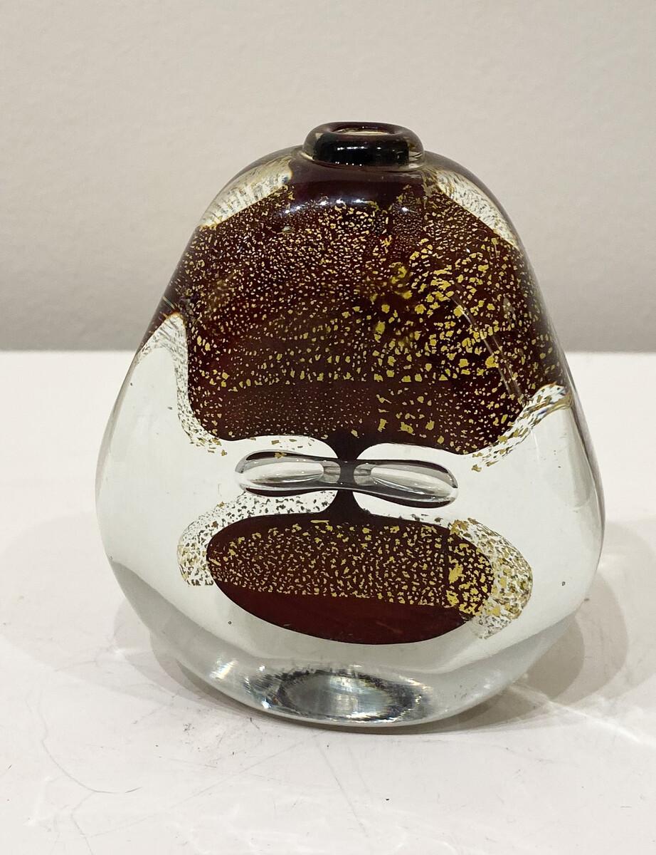 Parfümflakon aus italienischem Murano-Glas, Goldpulvereinlage, im Stil von Roger Gandelman