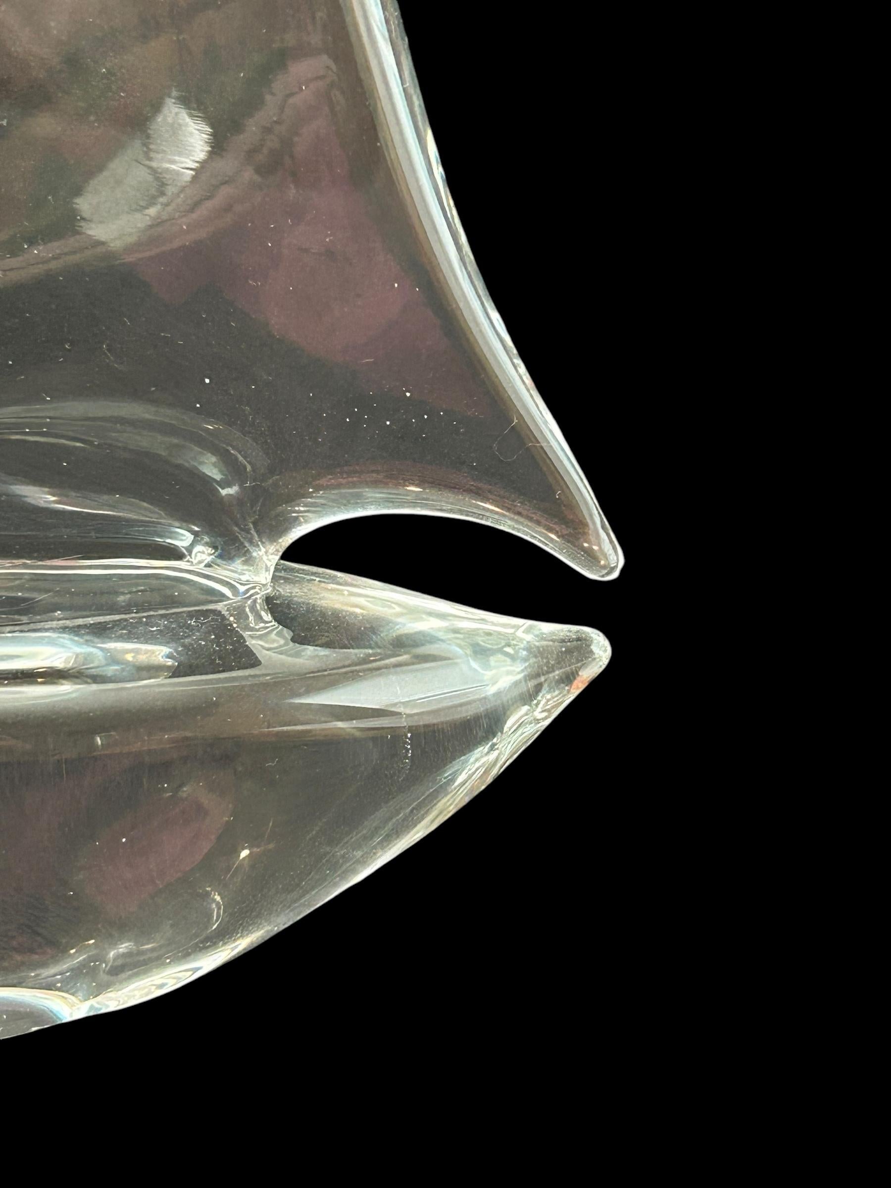 Contemporary Vintage Italian Murano Glass Sailboat Sculpture Figurine ~ 15”h w/Sticker For Sale