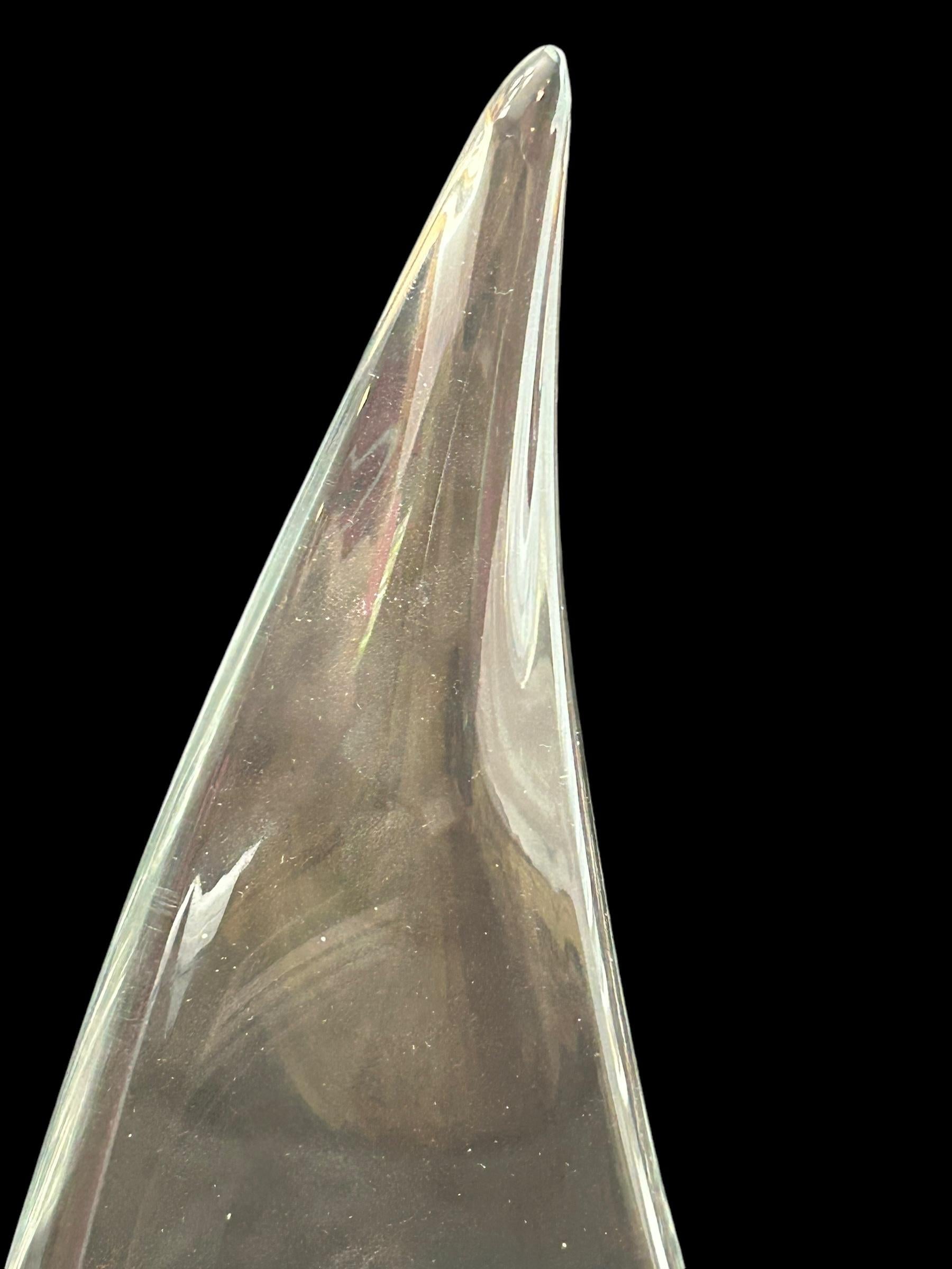 Vintage Italian Murano Glass Sailboat Sculpture Figurine ~ 15”h w/Sticker For Sale 1