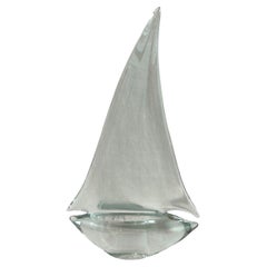 Vintage Italian Murano Glass Sailboat Sculpture Figurine ~ 15”h w/Sticker