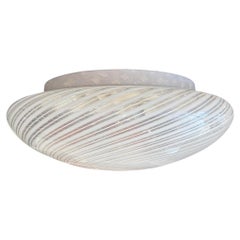Vintage Italian Murano Glass Spiral Ribbed Flush Mount Ceiling Light