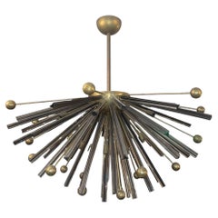 Vintage Italian Murano Glass Sputnik Semi-Flush Mount Chandelier, 1980's.