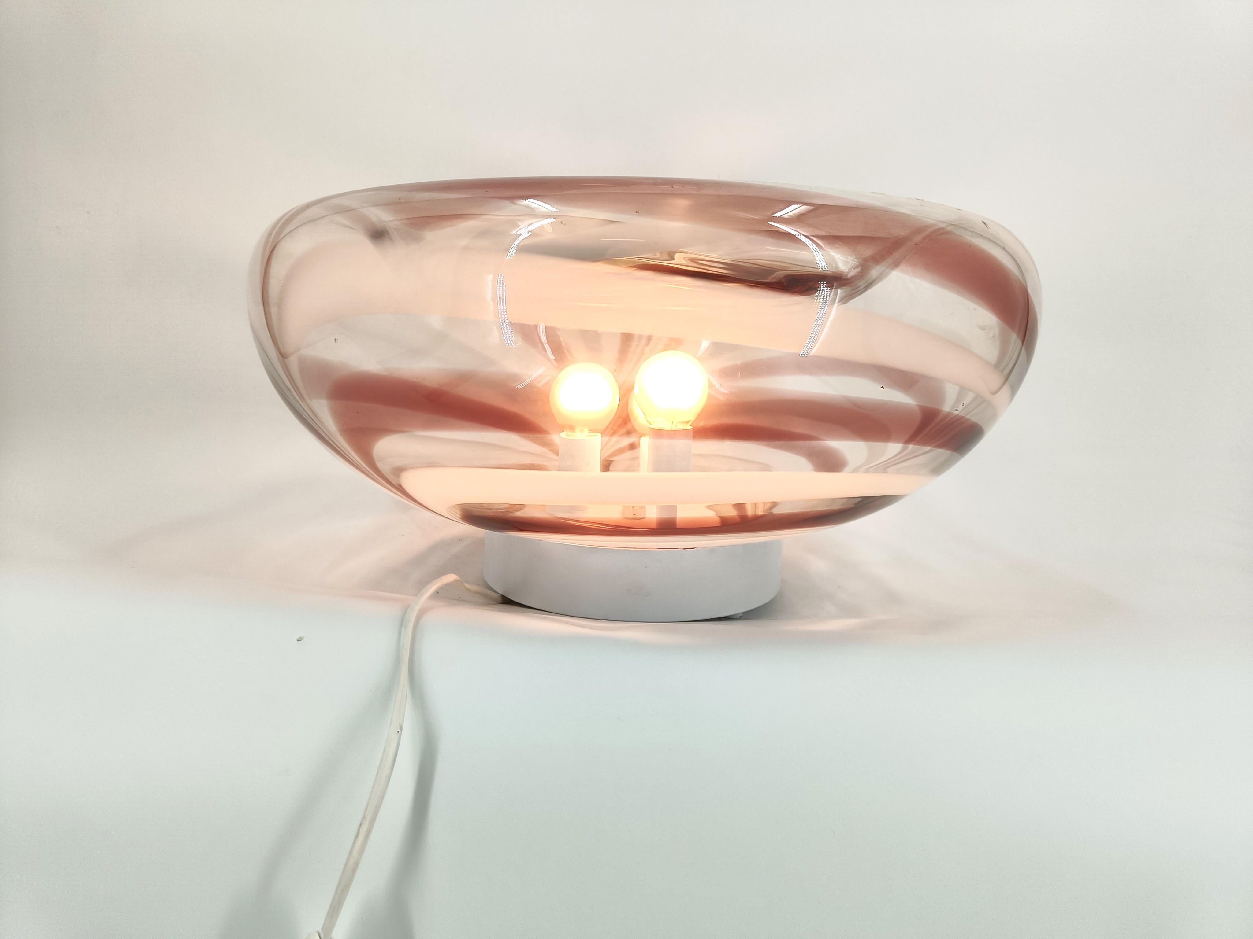 Vintage Italian Murano Glas Tischlampe zugeschrieben AV Mazzega, 1970er Jahre im Angebot 3