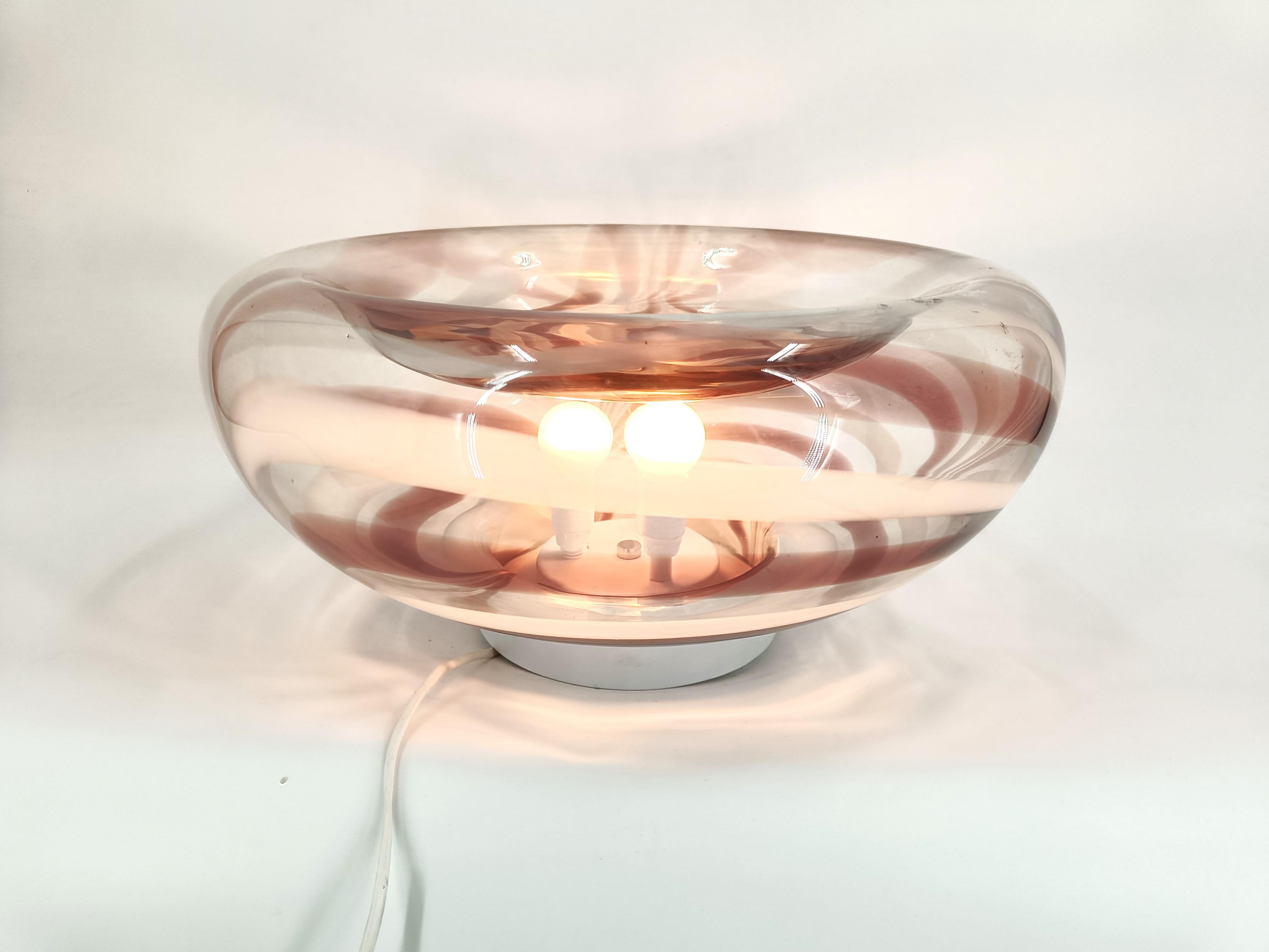 Vintage Italian Murano Glas Tischlampe zugeschrieben AV Mazzega, 1970er Jahre im Angebot 2