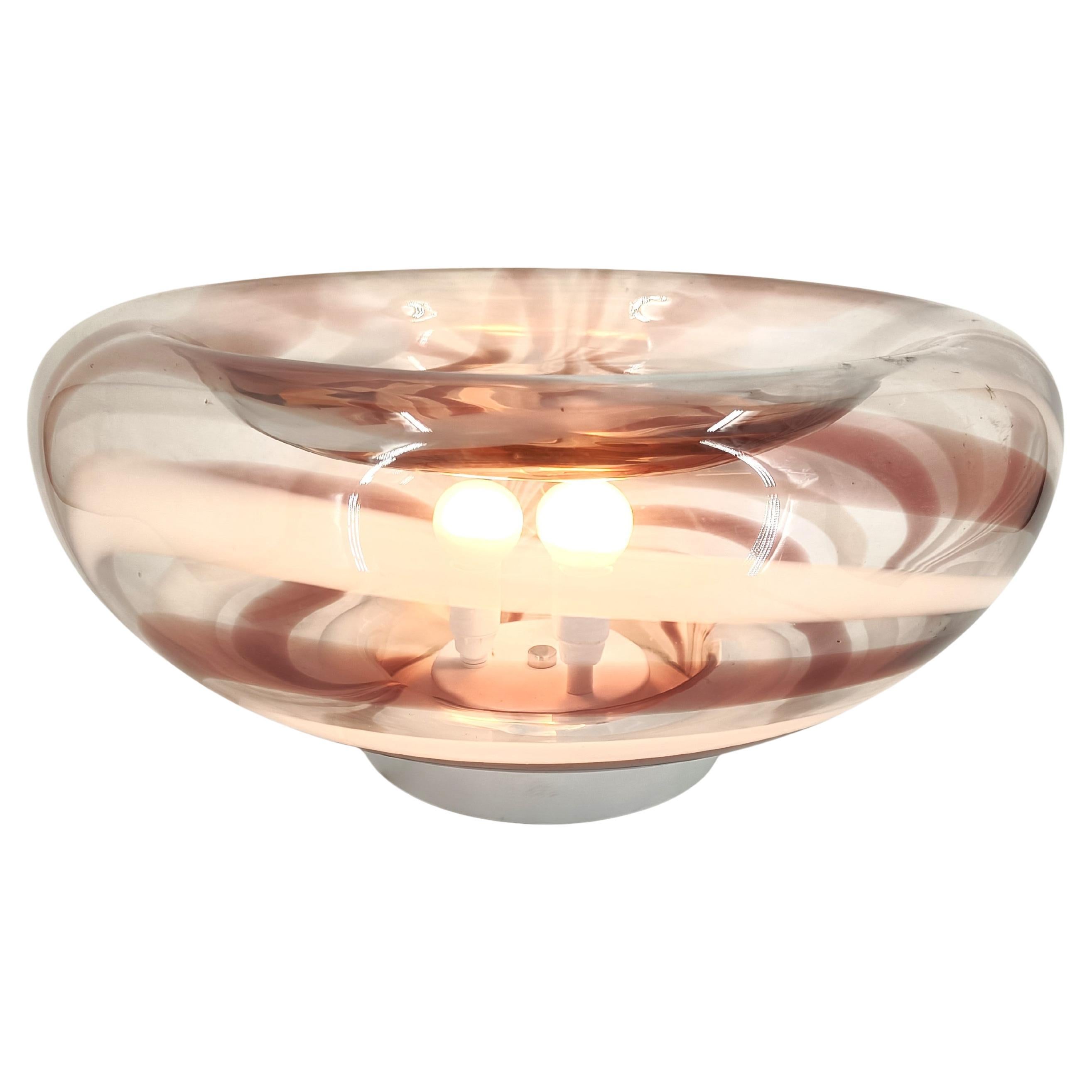 Vintage italian murano glass table lamp attributed to AV Mazzega, 1970s