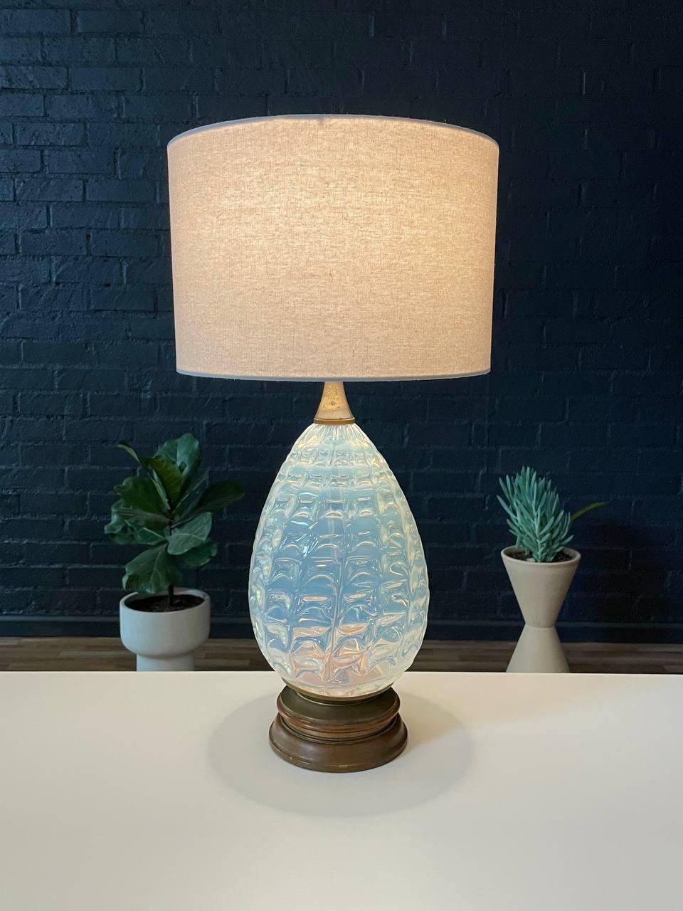 Condition: Newly Rewired, New Linen Shade

Dimensions: 
30”H x 9”W x 9”D
Shade:
10